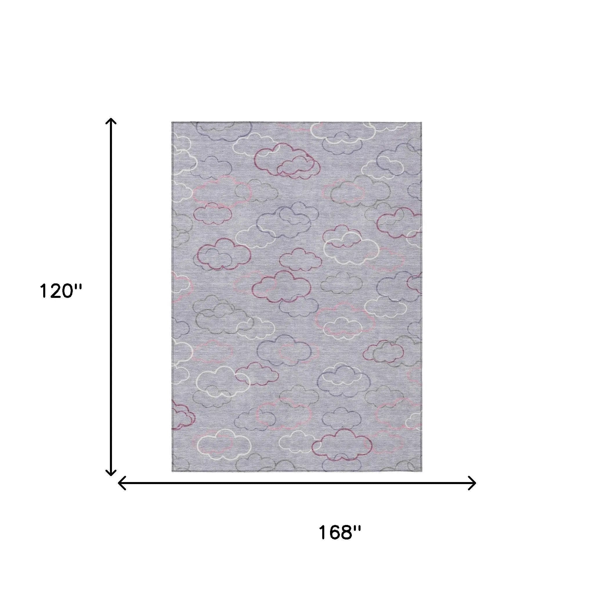 10' X 14' Lavender And Ivory Abstract Washable Indoor Outdoor Area Rug Homeroots Outdoor
