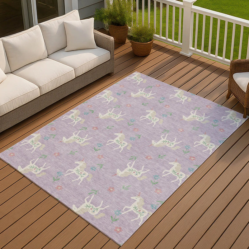 10' X 14' Lavender And Ivory Floral Washable Indoor Outdoor Area Rug Homeroots Outdoor