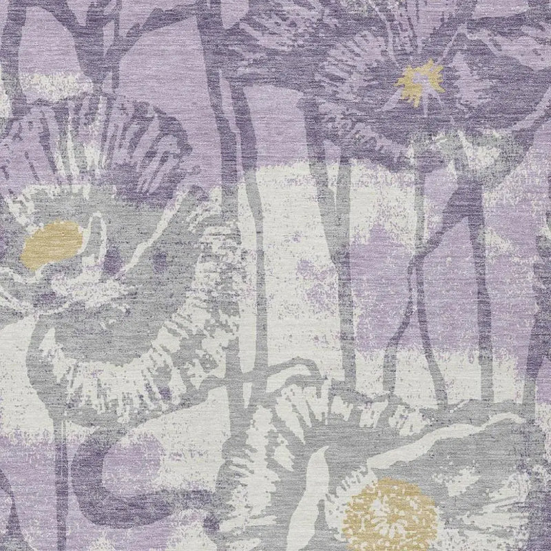 10' X 14' Lavender And Purple Floral Washable Indoor Outdoor Area Rug Homeroots Outdoor