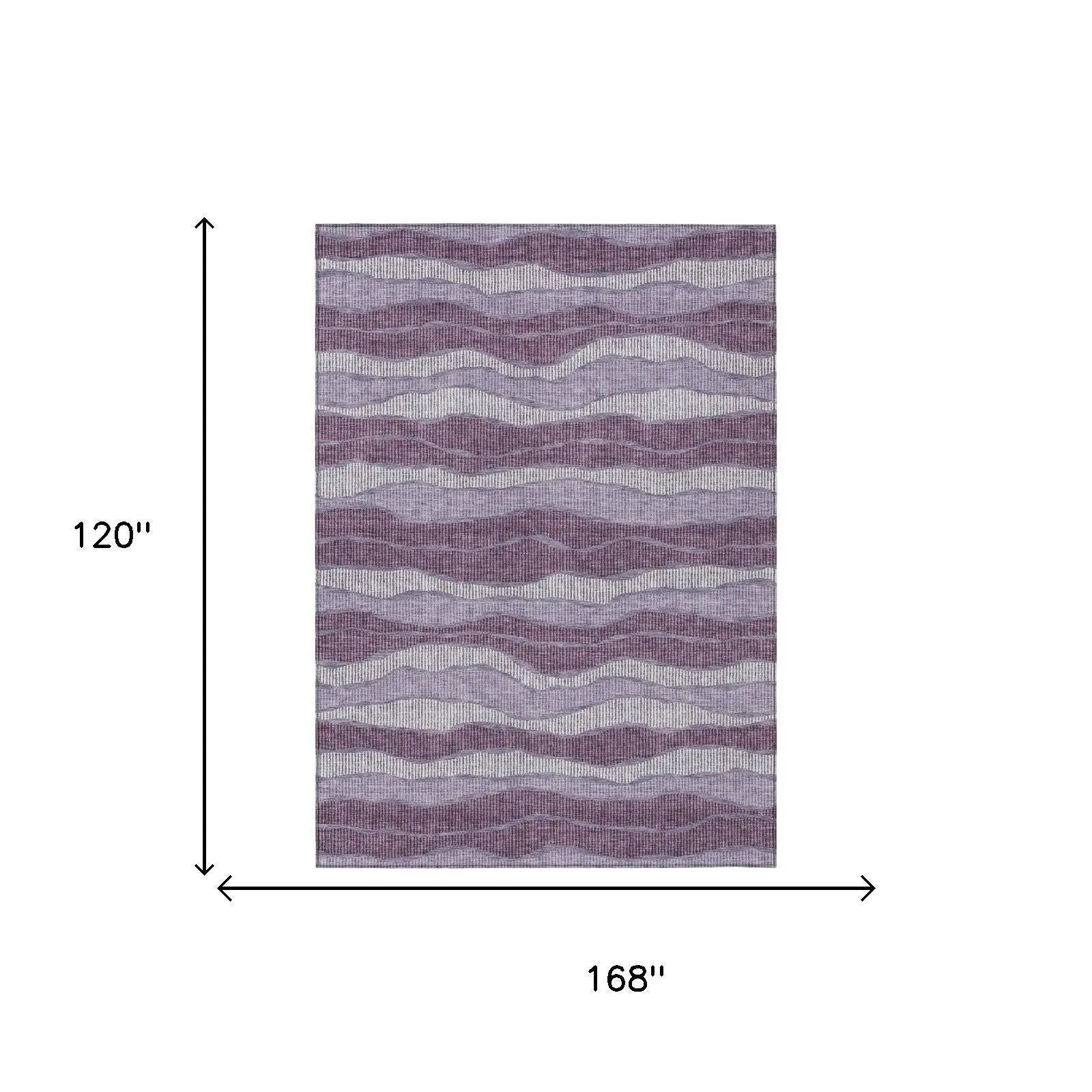 10' X 14' Lilac And Purple Striped Washable Indoor Outdoor Area Rug Homeroots Outdoor