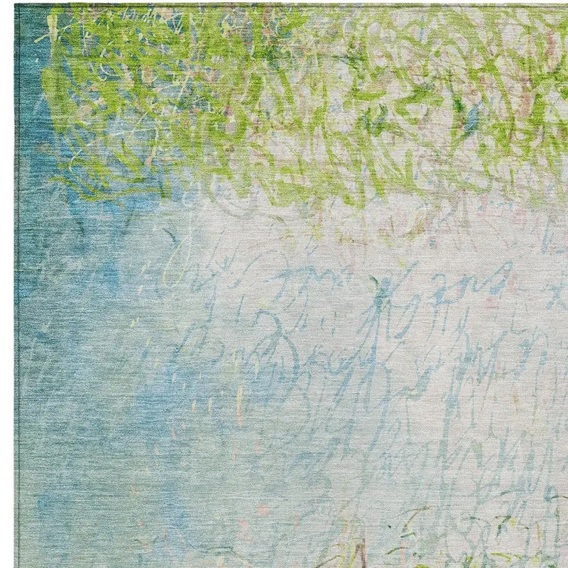 10' X 14' Lime Green And Ivory Abstract Washable Indoor Outdoor Area Rug Homeroots Outdoor