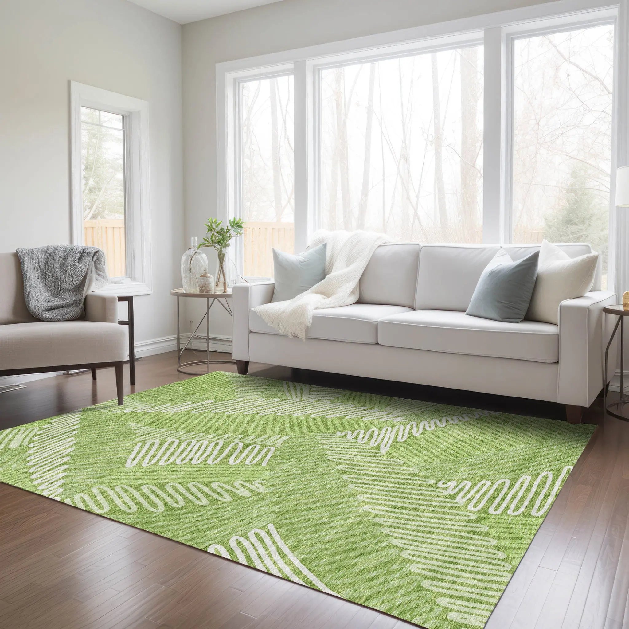 10' X 14' Lime Green And Ivory Floral Washable Indoor Outdoor Area Rug Homeroots Outdoor