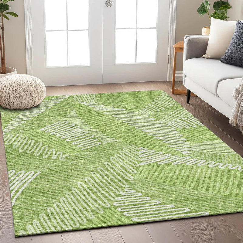 10' X 14' Lime Green And Ivory Floral Washable Indoor Outdoor Area Rug Homeroots Outdoor