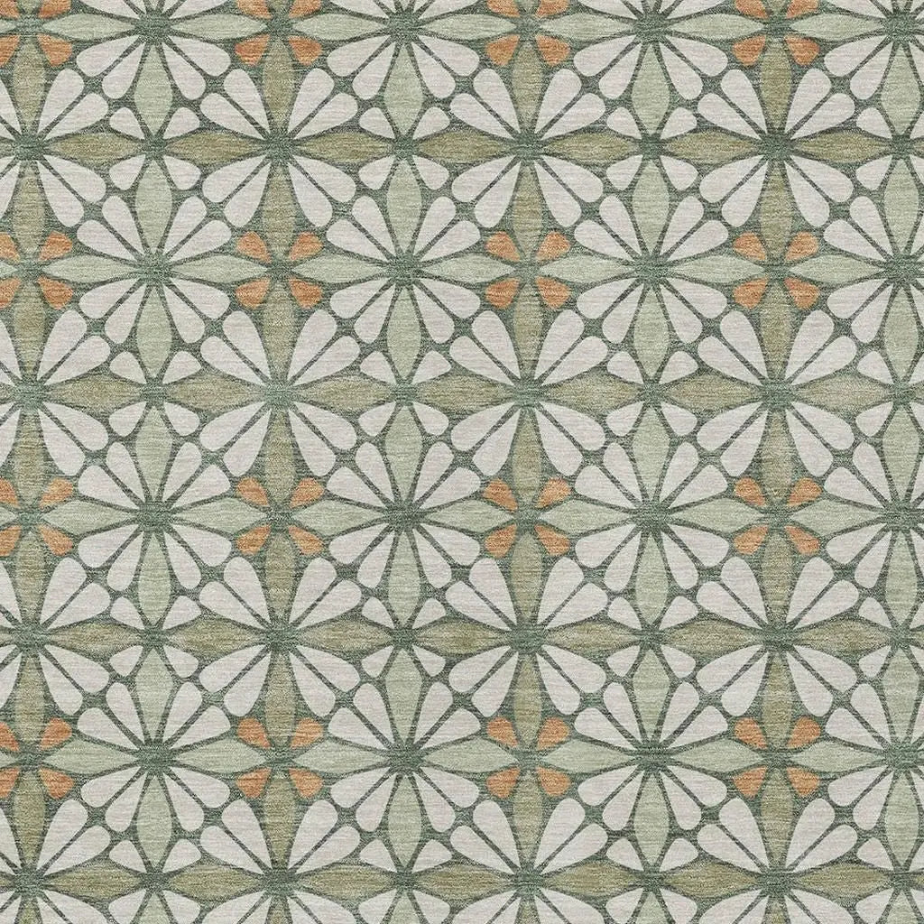 10' X 14' Linen And Beige Geometric Washable Indoor Outdoor Area Rug Homeroots Outdoor