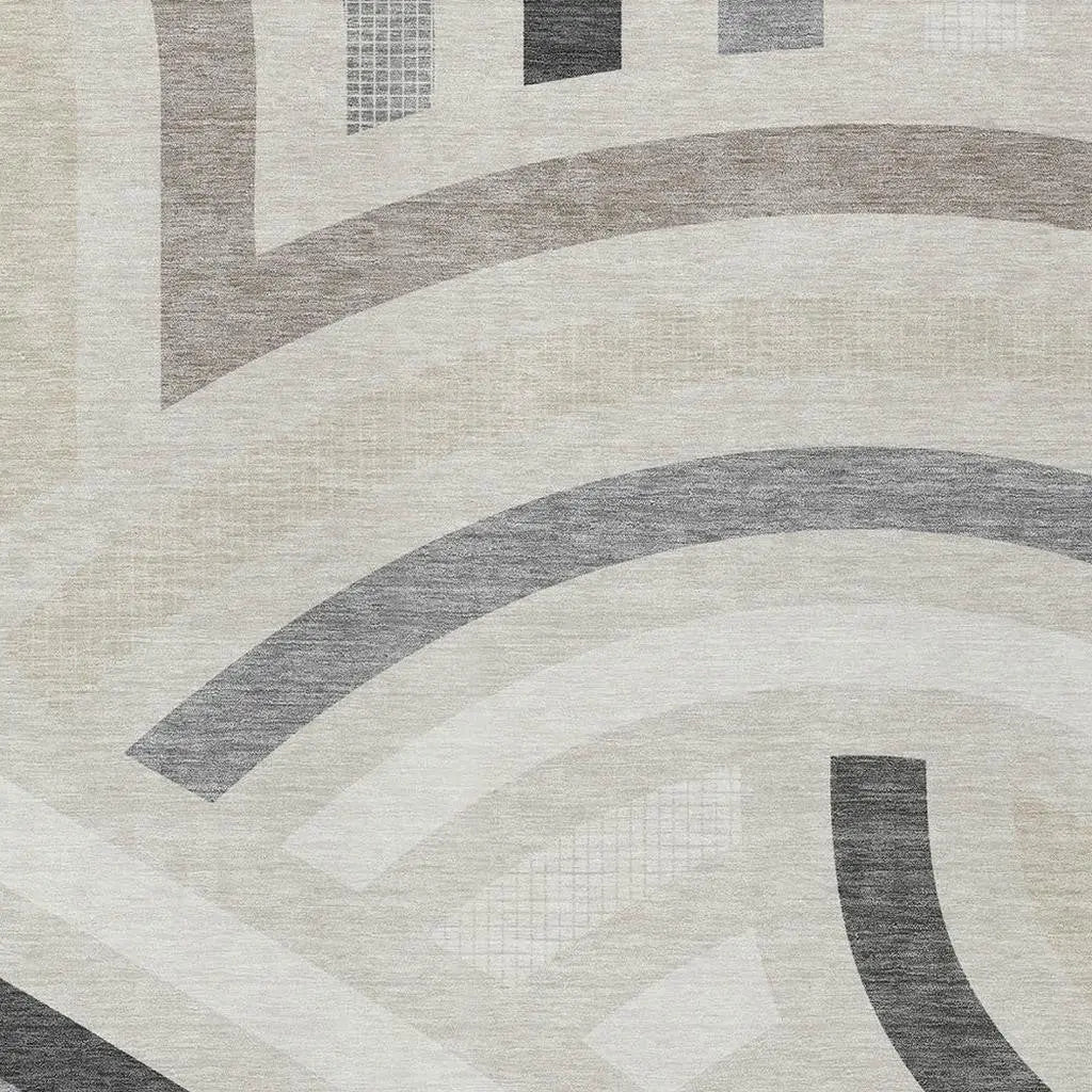 10' X 14' Linen And Ivory Abstract Washable Indoor Outdoor Area Rug Homeroots Outdoor