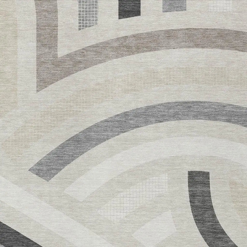 10' X 14' Linen And Ivory Abstract Washable Indoor Outdoor Area Rug Homeroots Outdoor