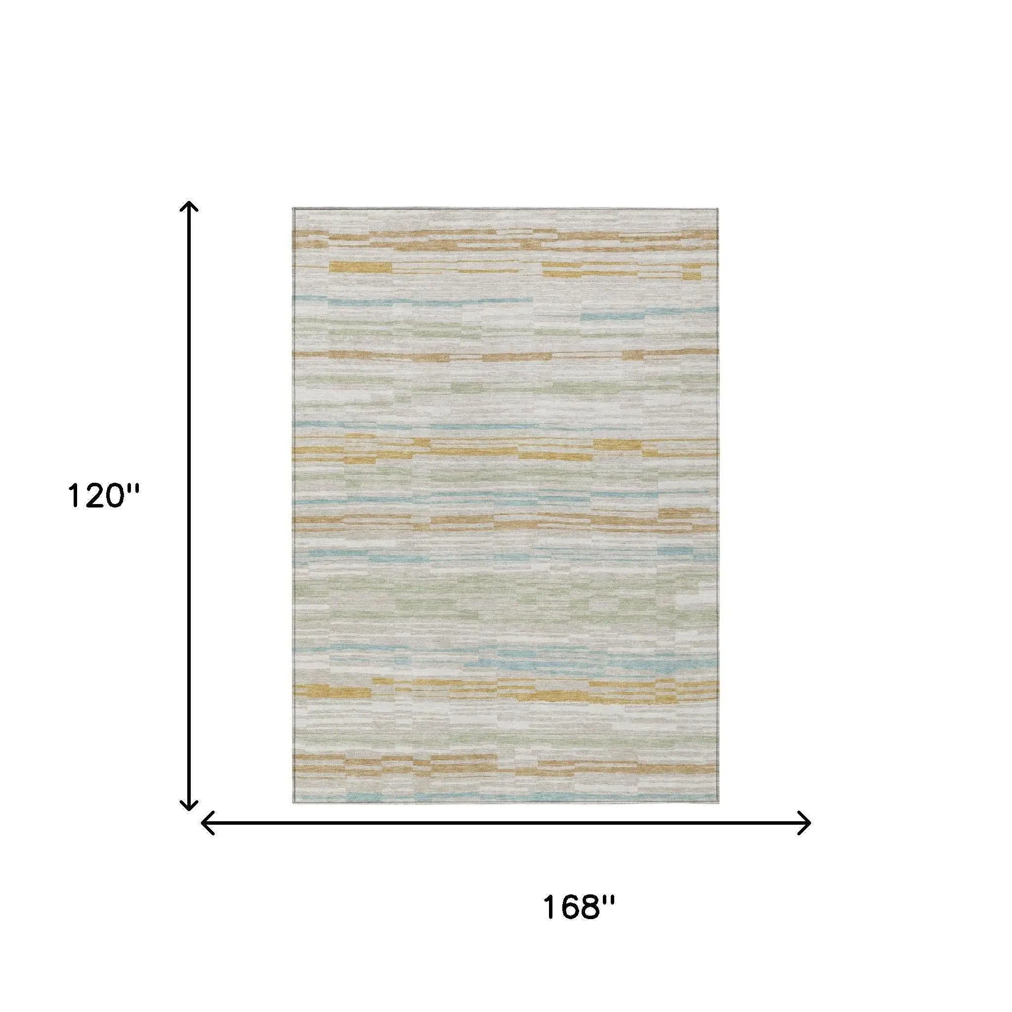10' X 14' Linen And Ivory Striped Washable Indoor Outdoor Area Rug Homeroots Outdoor