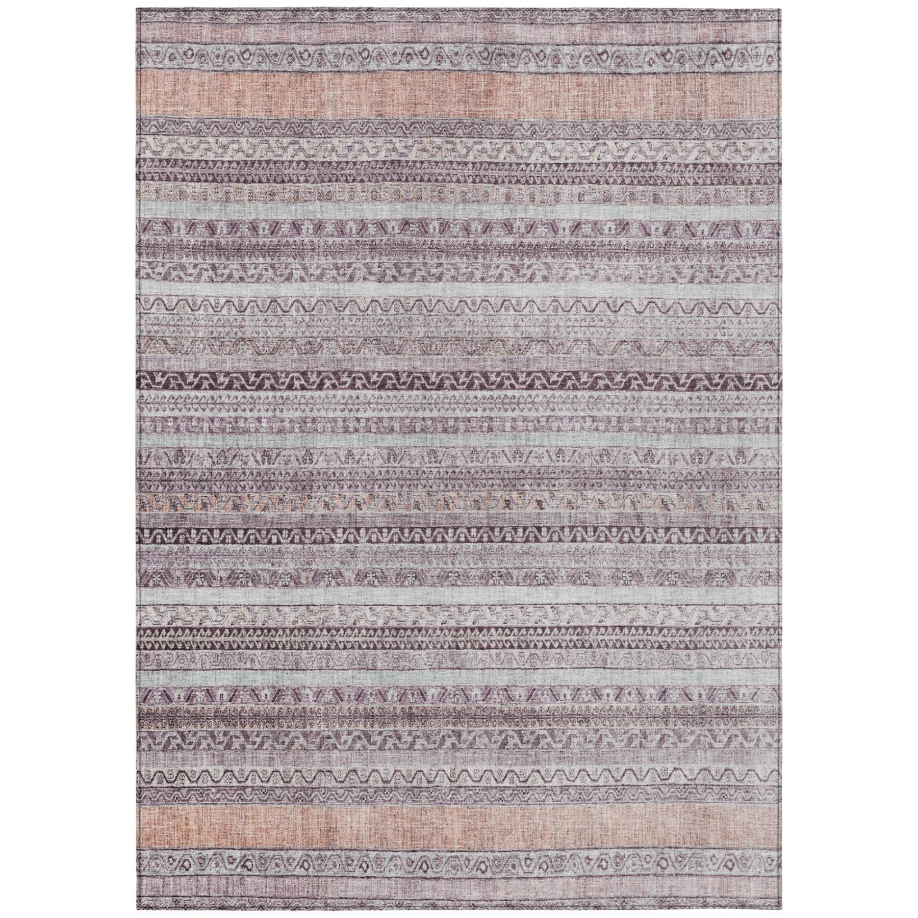 10' X 14' Mauve And Pink Striped Washable Indoor Outdoor Area Rug Homeroots Outdoor