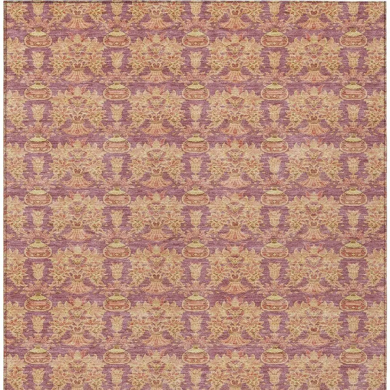 10' X 14' Mauve And Taupe Floral Washable Indoor Outdoor Area Rug Homeroots Outdoor