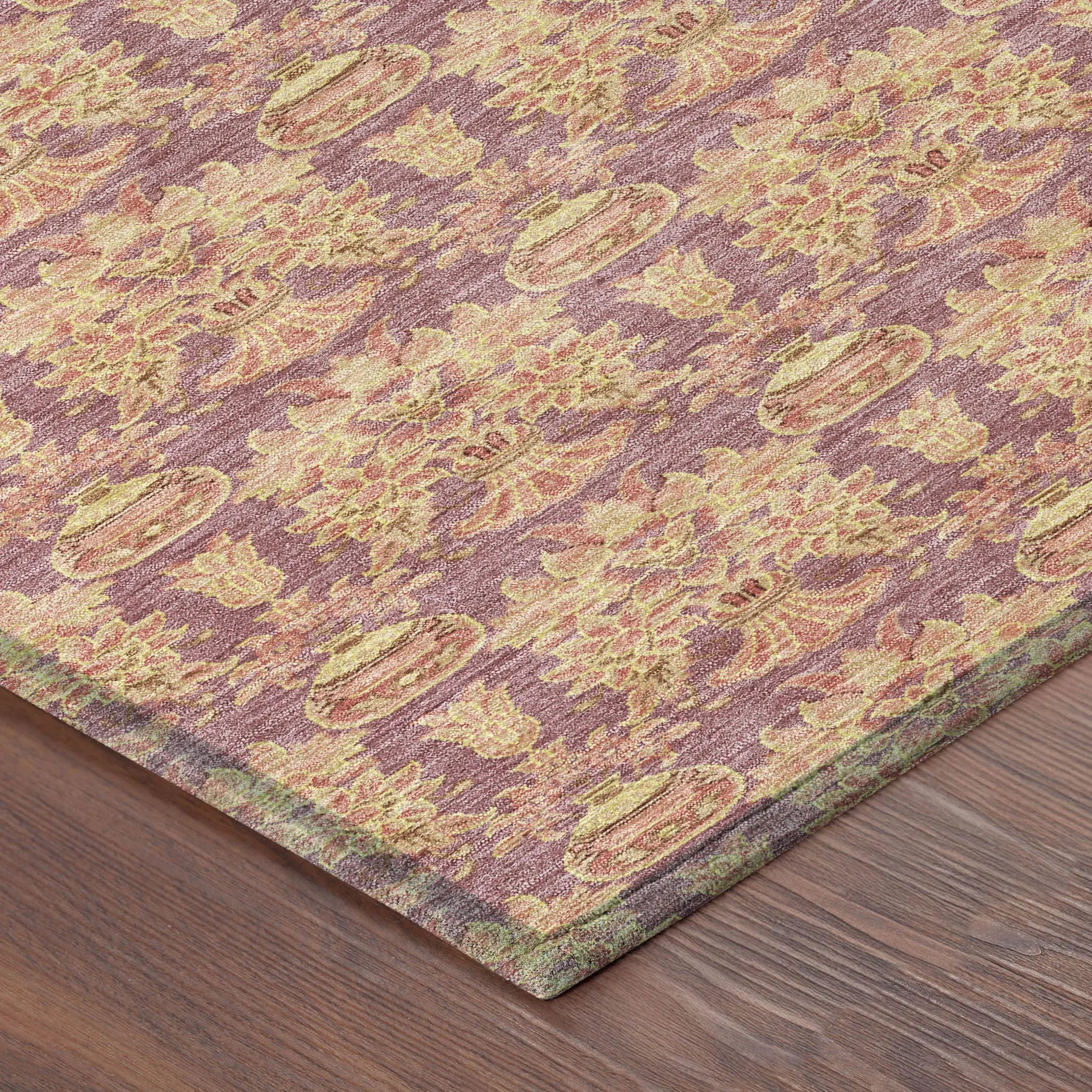 10' X 14' Mauve And Taupe Floral Washable Indoor Outdoor Area Rug Homeroots Outdoor