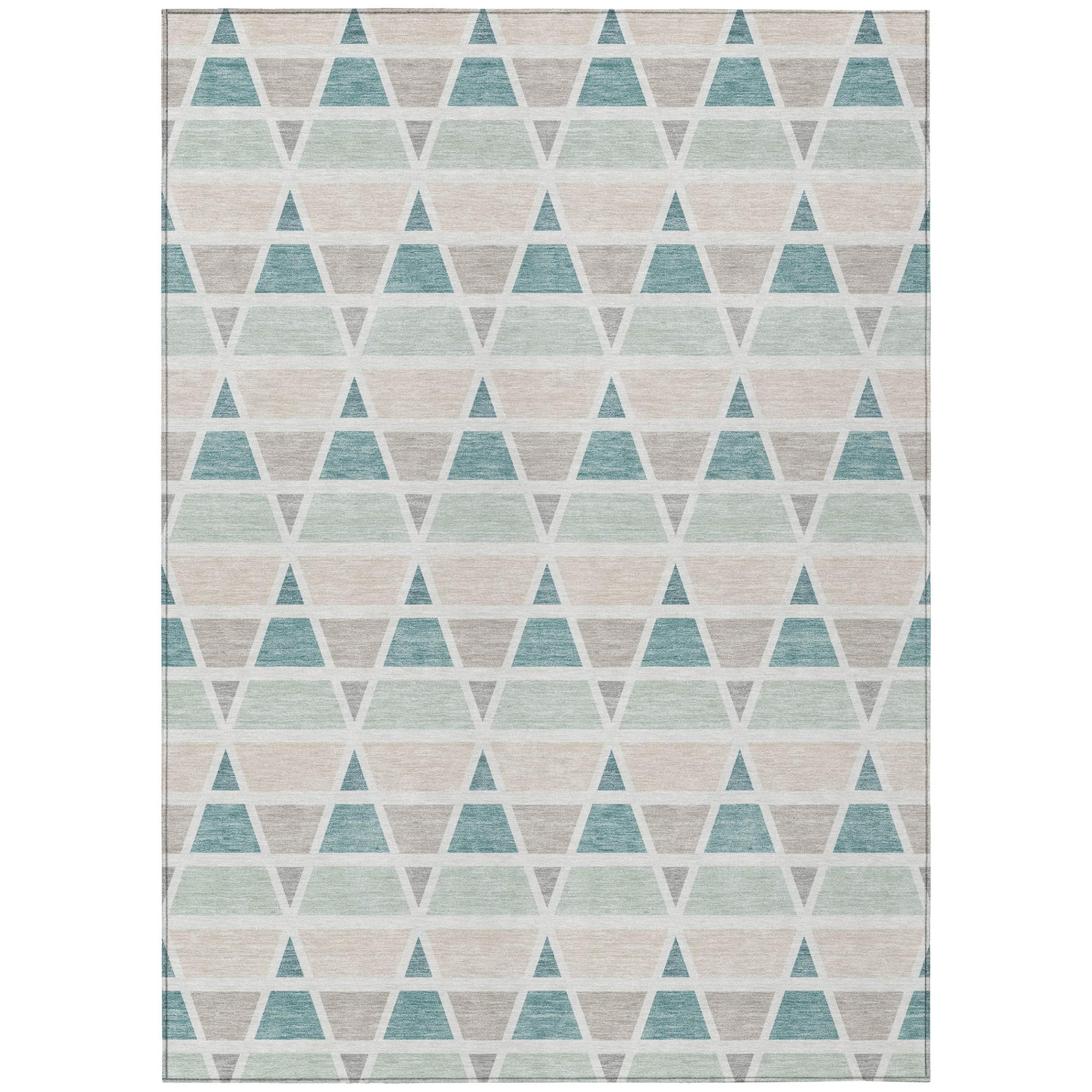 10' X 14' Mint Green And Green Geometric Washable Indoor Outdoor Area Rug Homeroots Outdoor