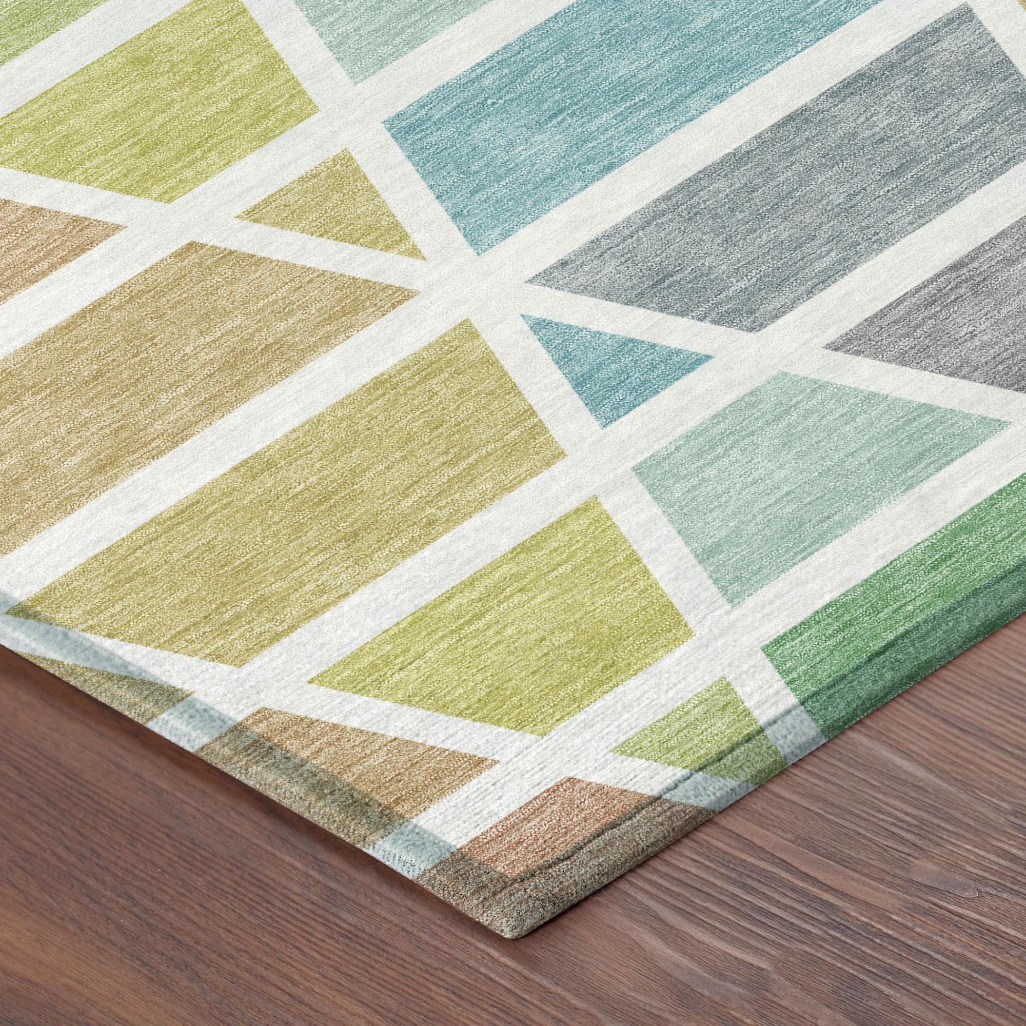 10' X 14' Mint Green And Green Geometric Washable Indoor Outdoor Area Rug Homeroots Outdoor