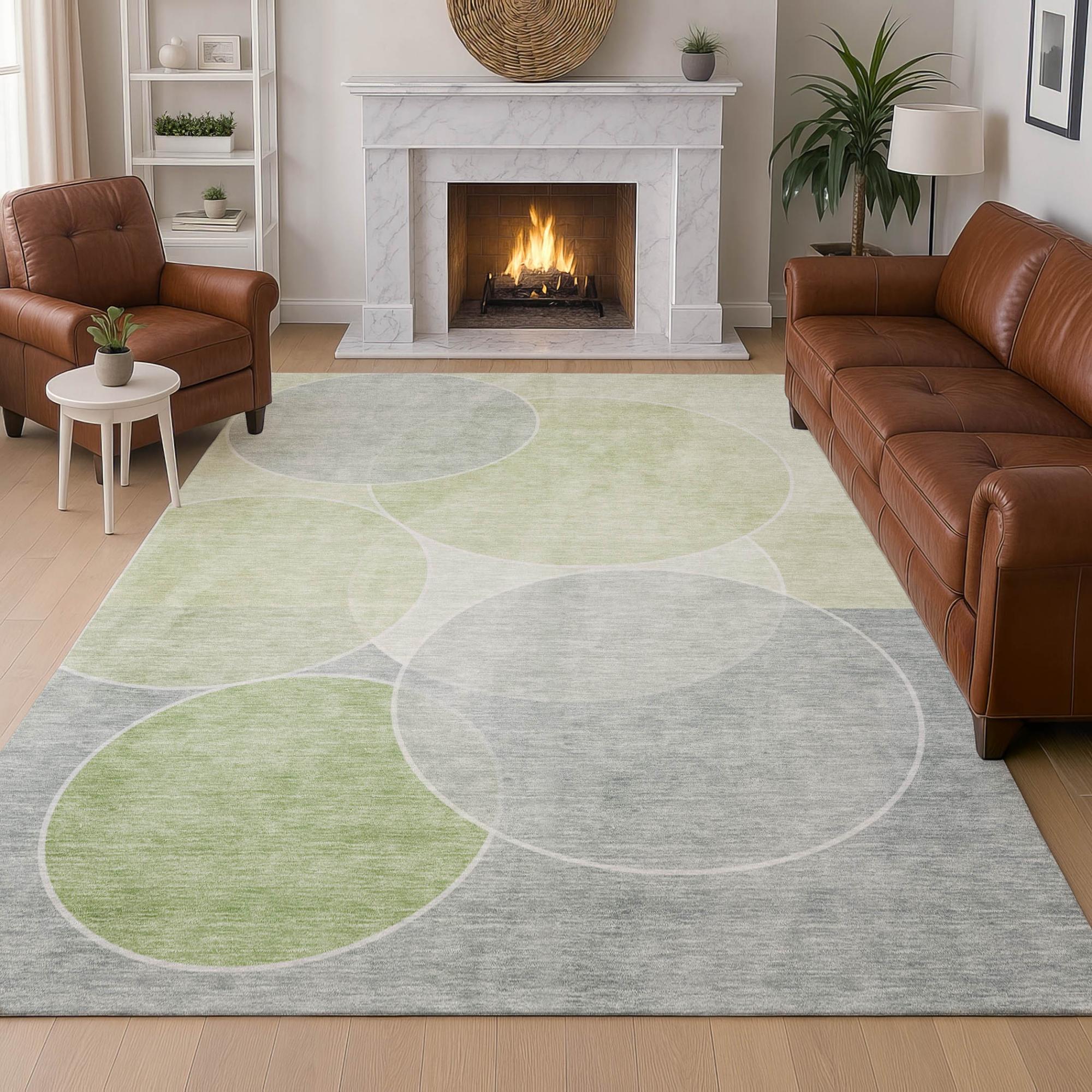 10' X 14' Mint Green And Green Geometric Washable Indoor Outdoor Area Rug Homeroots Outdoor