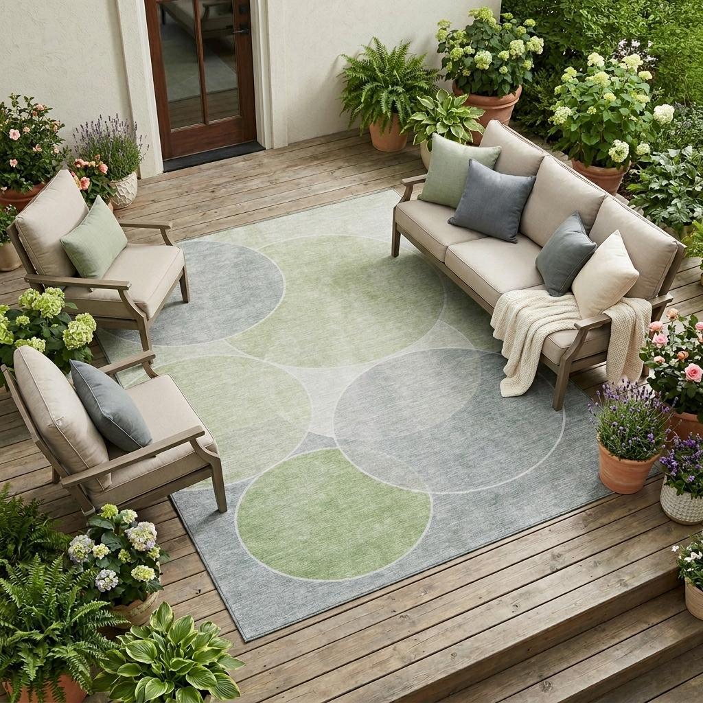 10' X 14' Mint Green And Green Geometric Washable Indoor Outdoor Area Rug Homeroots Outdoor