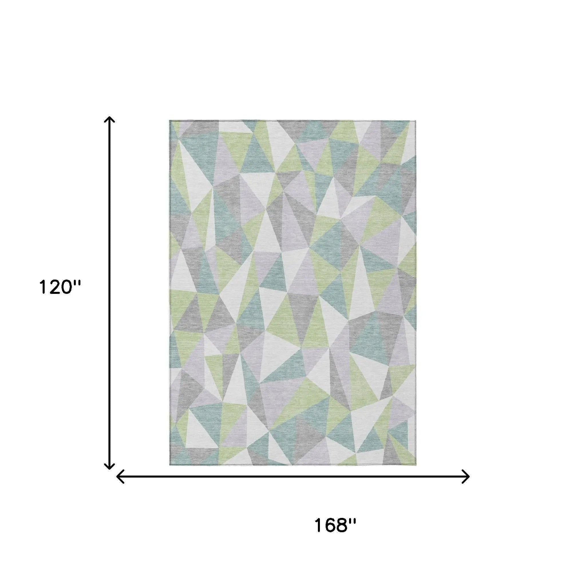 10' X 14' Mint Green And Green Geometric Washable Indoor Outdoor Area Rug Homeroots Outdoor