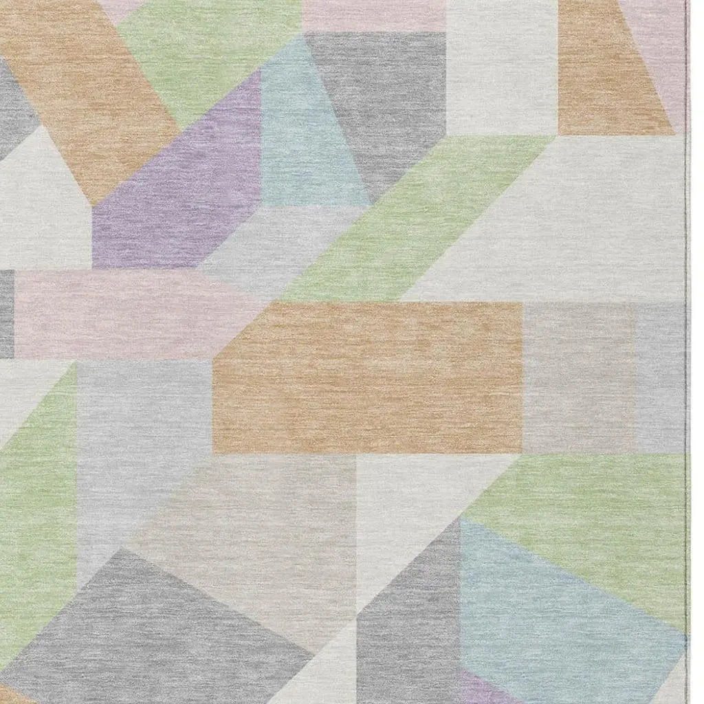 10' X 14' Mint Green And Green Geometric Washable Indoor Outdoor Area Rug Homeroots Outdoor