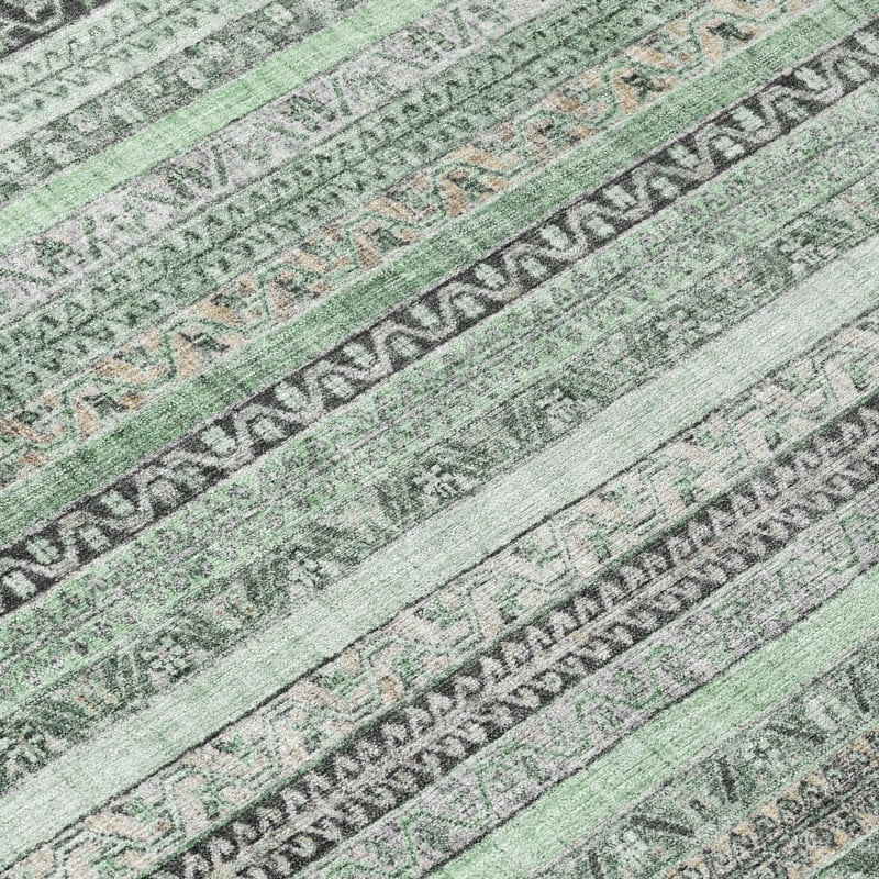 10' X 14' Mint Green And Green Striped Washable Indoor Outdoor Area Rug Homeroots Outdoor