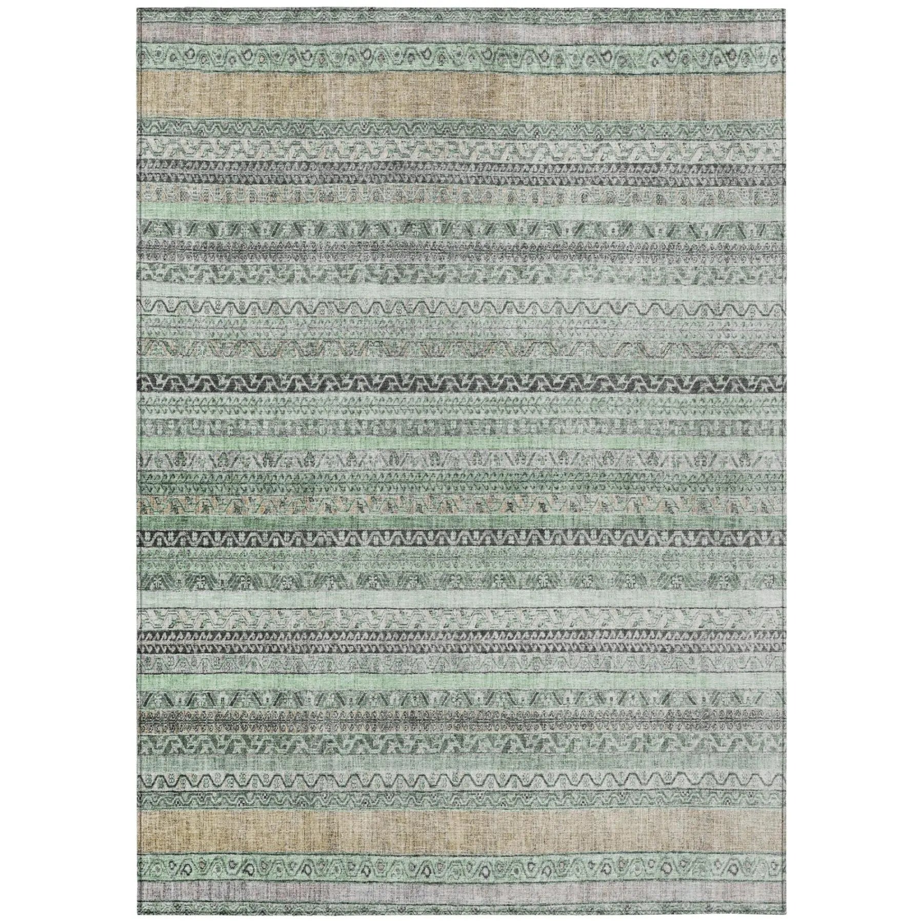 10' X 14' Mint Green And Green Striped Washable Indoor Outdoor Area Rug Homeroots Outdoor