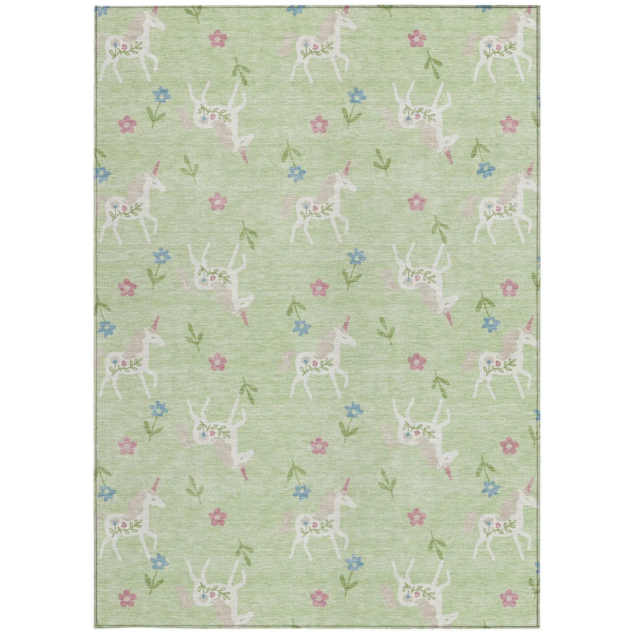 10' X 14' Mint Green And Ivory Floral Washable Indoor Outdoor Area Rug Homeroots Outdoor