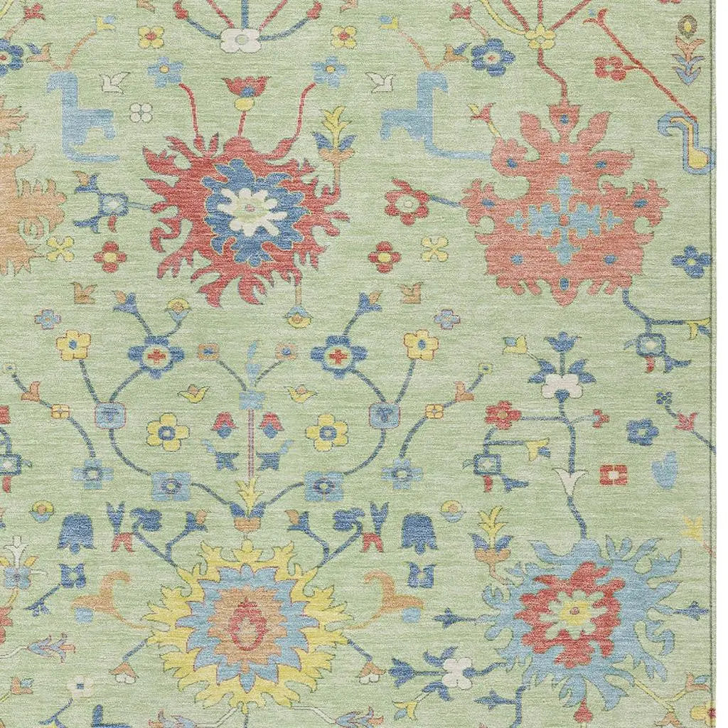 10' X 14' Mint Green And Salmon Faux Bois Washable Indoor Outdoor Area Rug Homeroots Outdoor