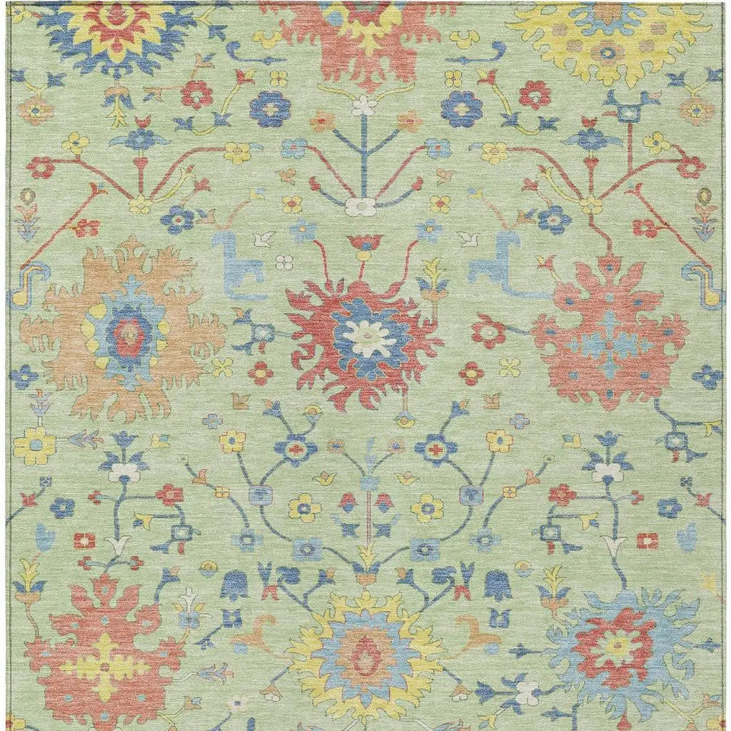 10' X 14' Mint Green And Salmon Faux Bois Washable Indoor Outdoor Area Rug Homeroots Outdoor