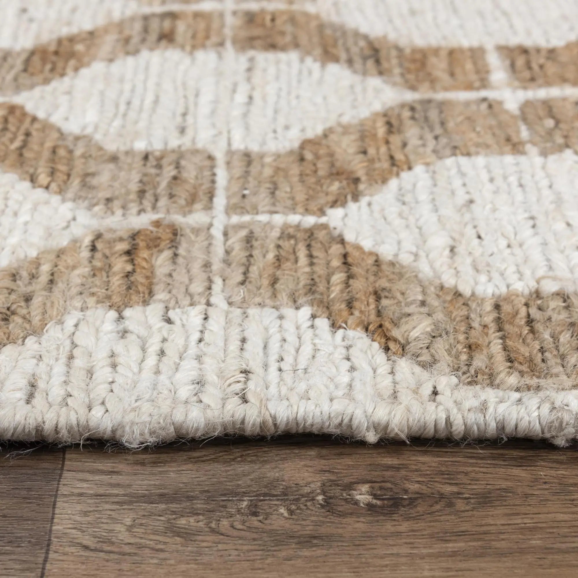 10' X 14' Natural And Ivory Jute Geometric Hand Woven Area Rug Homeroots Home Decor