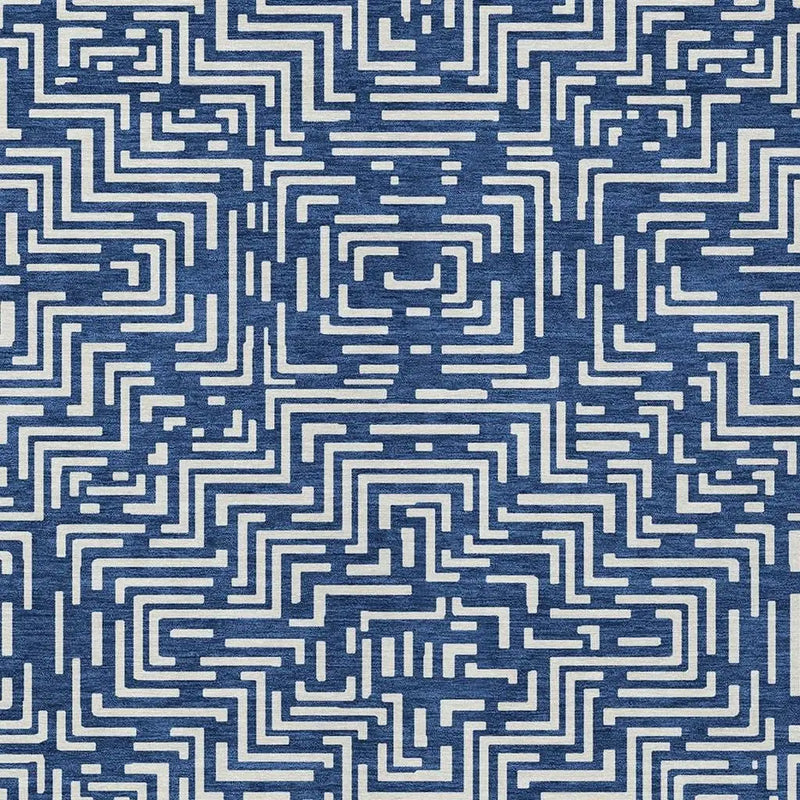 10' X 14' Navy Blue And Beige Geometric Washable Indoor Outdoor Area Rug Homeroots Outdoor