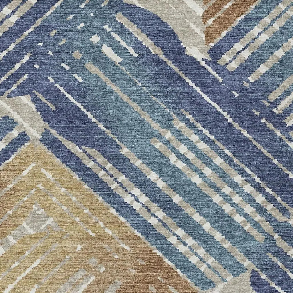 10' X 14' Navy Blue And Black Geometric Washable Indoor Outdoor Area Rug Homeroots Outdoor