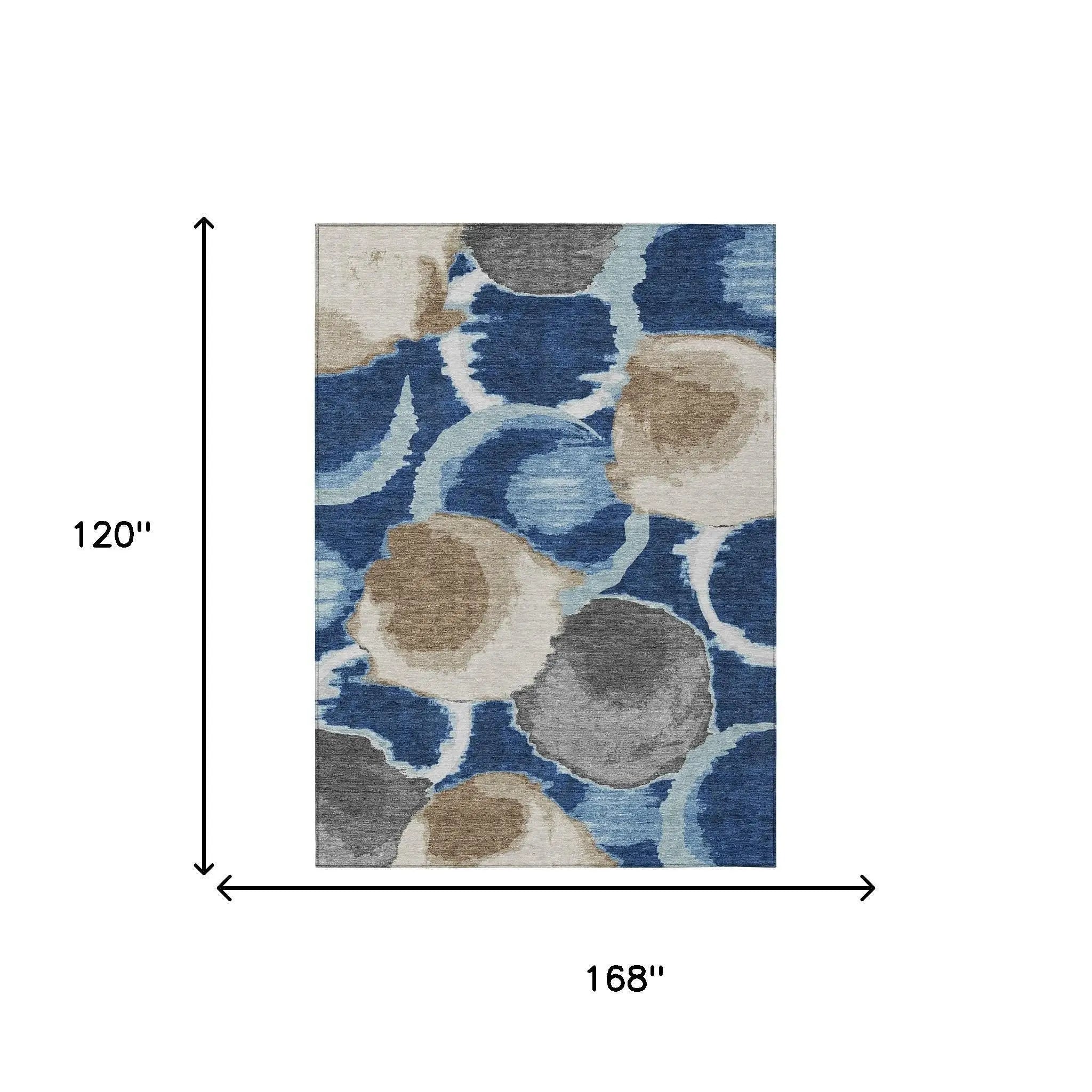 10' X 14' Navy Blue And Blue Abstract Washable Indoor Outdoor Area Rug Homeroots Outdoor