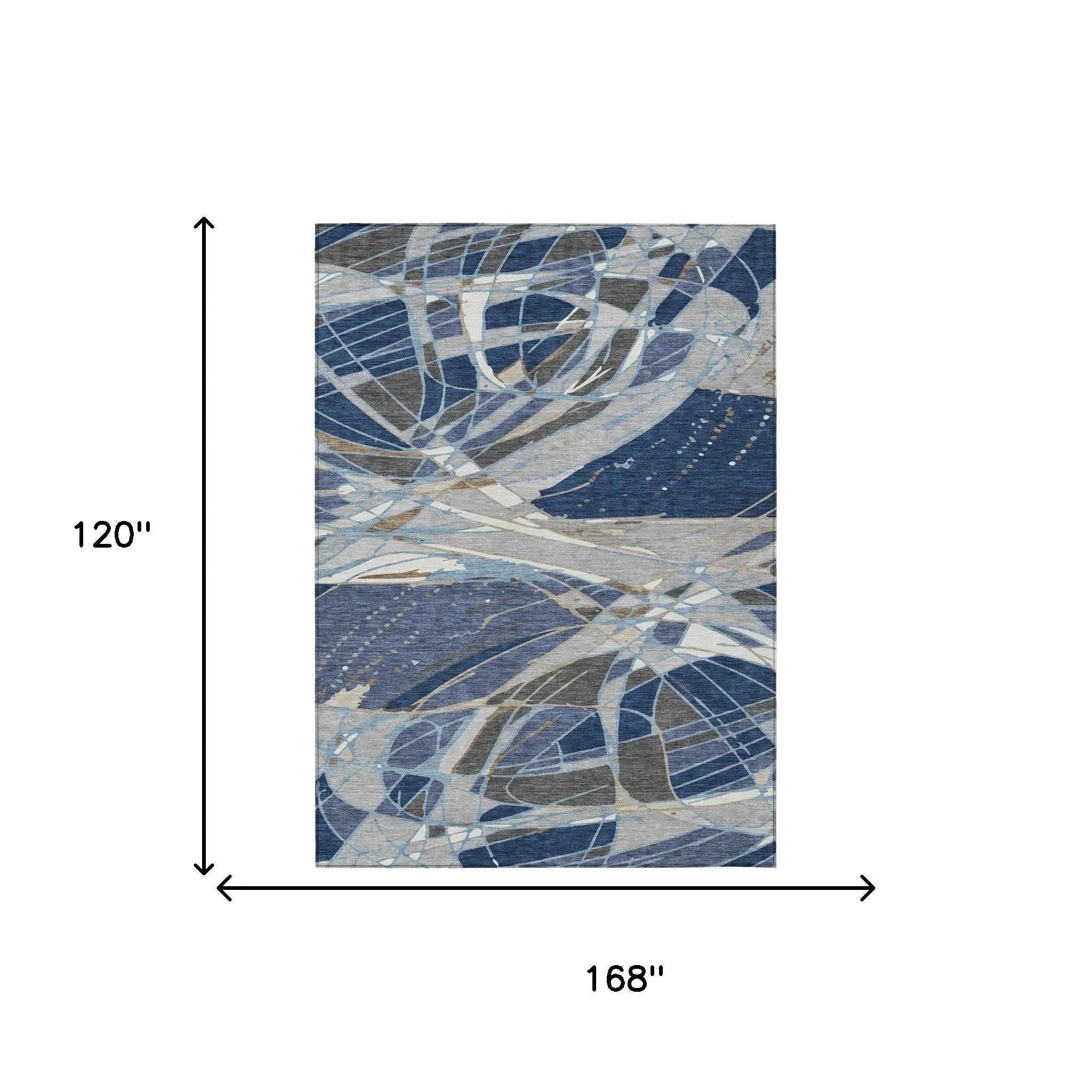 10' X 14' Navy Blue And Blue Abstract Washable Indoor Outdoor Area Rug Homeroots Outdoor