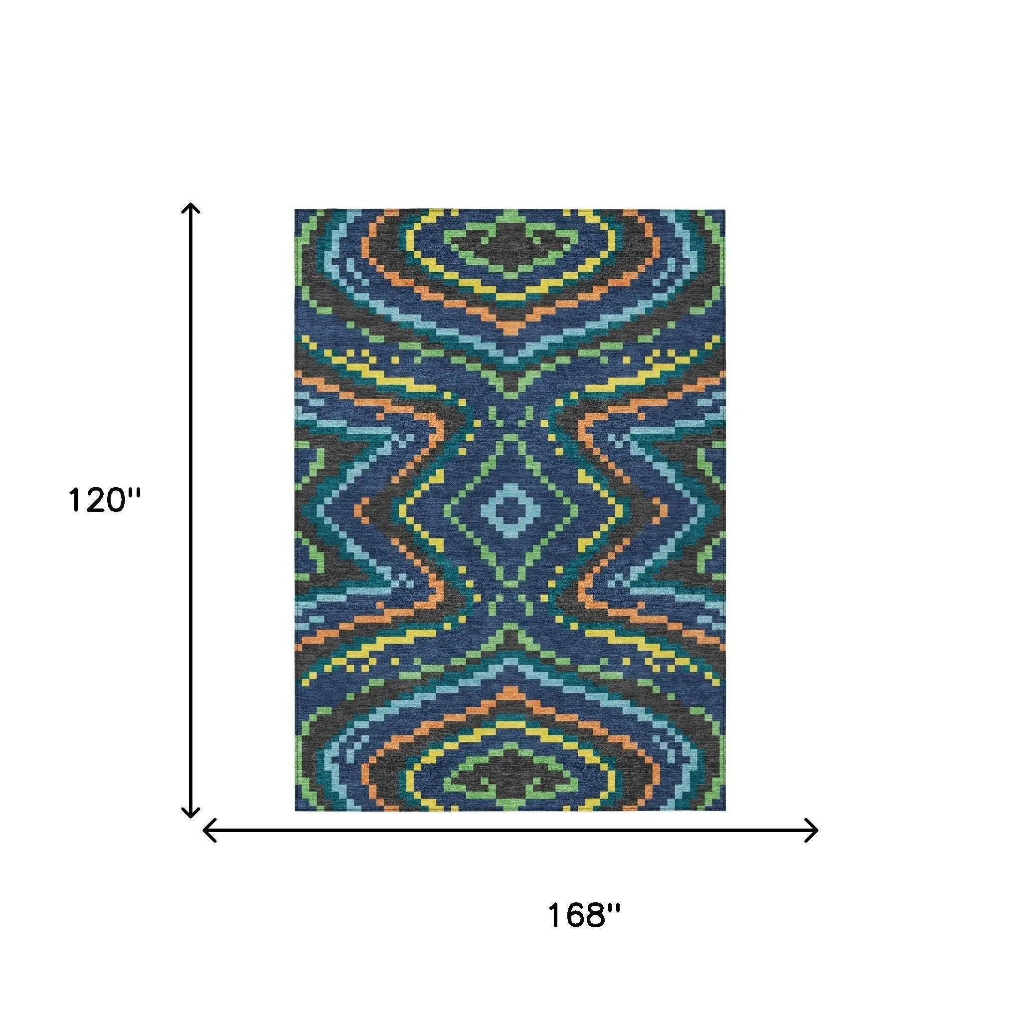 10' X 14' Navy Blue And Blue Abstract Washable Indoor Outdoor Area Rug Homeroots Outdoor