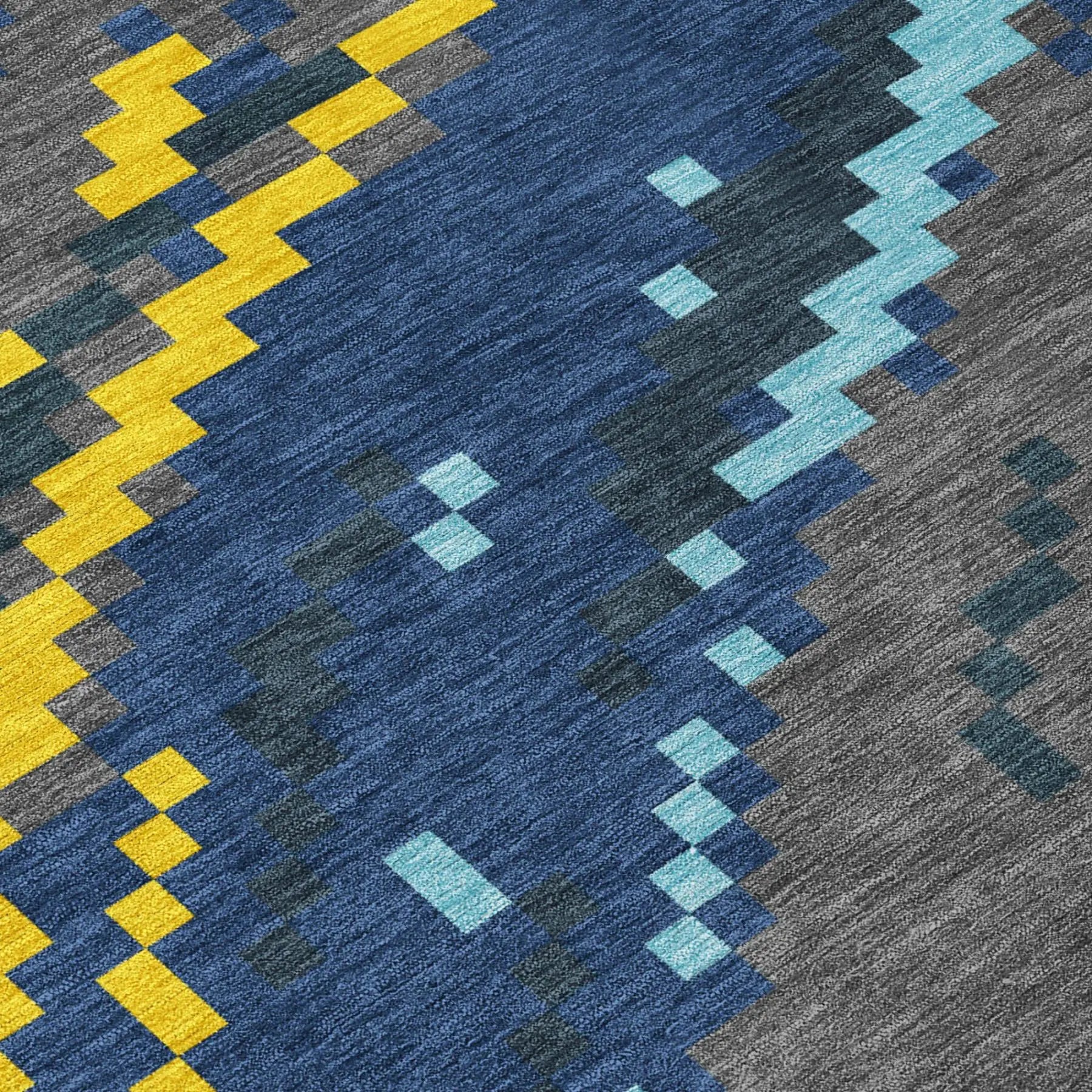 10' X 14' Navy Blue And Blue Abstract Washable Indoor Outdoor Area Rug Homeroots Outdoor