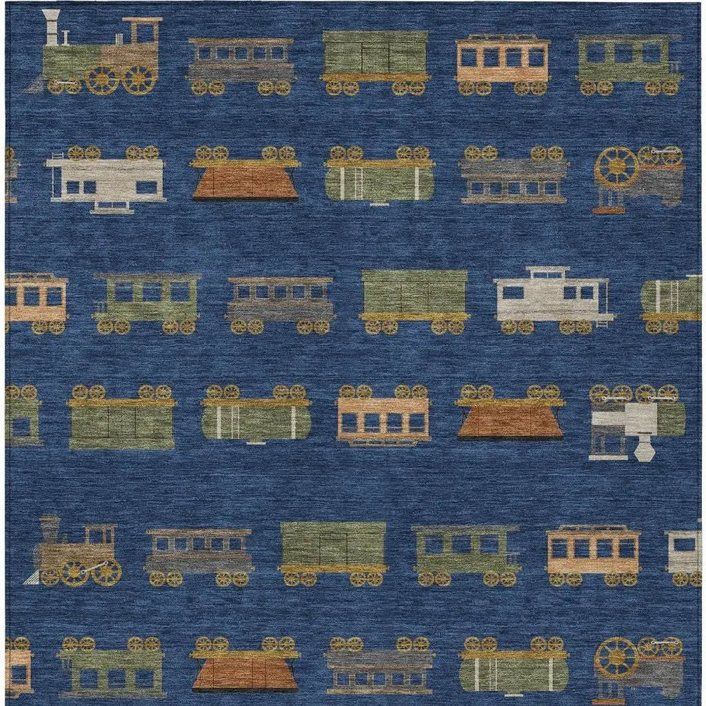 10' X 14' Navy Blue And Blue Abstract Washable Indoor Outdoor Area Rug Homeroots Outdoor