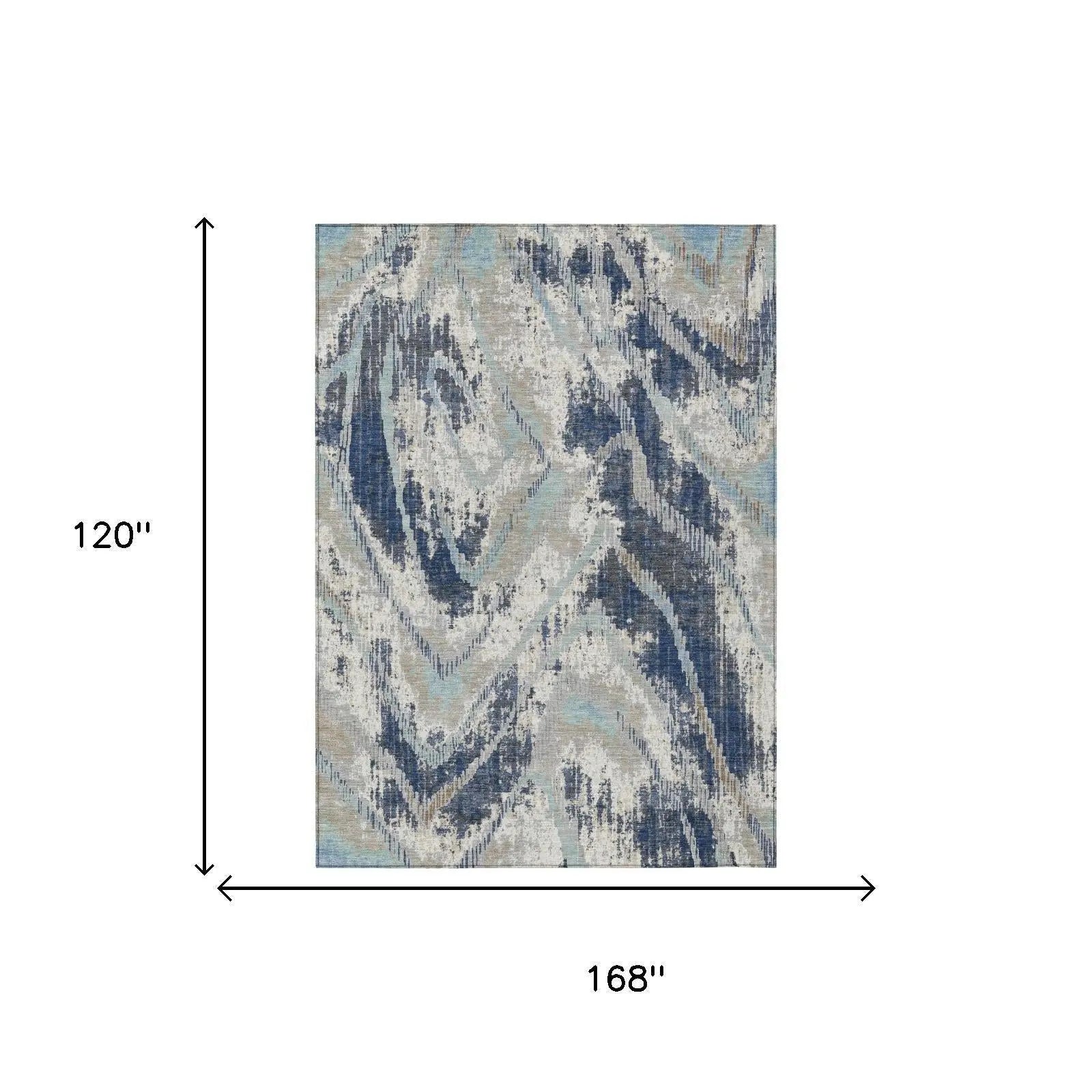 10' X 14' Navy Blue And Blue Abstract Washable Indoor Outdoor Area Rug Homeroots Outdoor