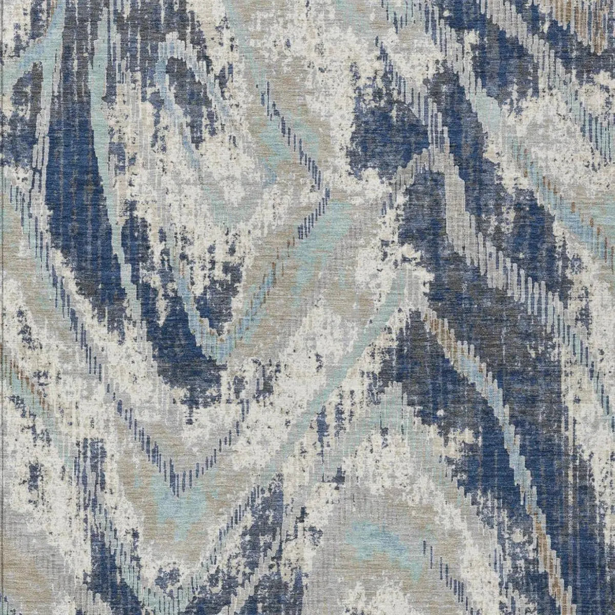 10' X 14' Navy Blue And Blue Abstract Washable Indoor Outdoor Area Rug Homeroots Outdoor