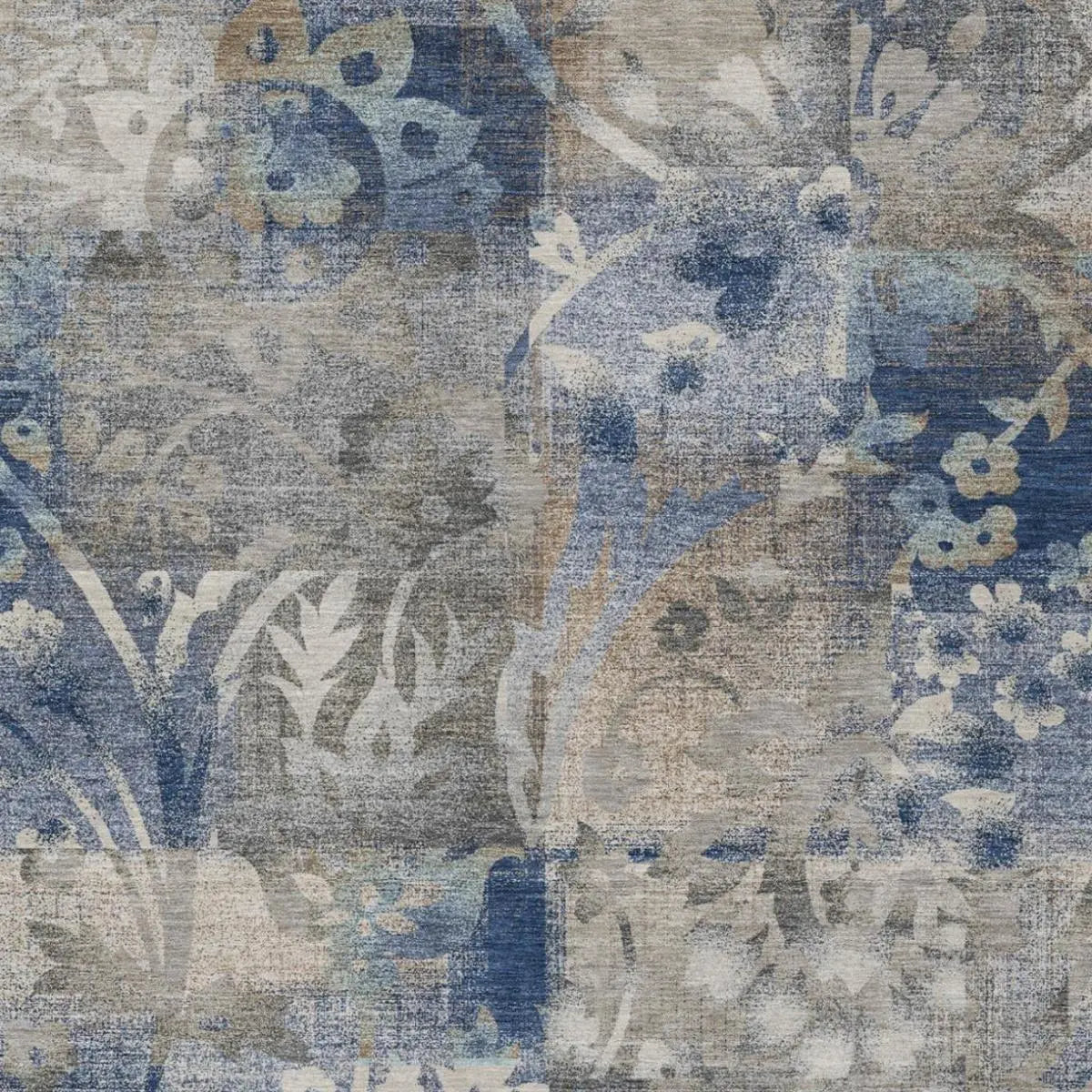 10' X 14' Navy Blue And Blue Botanical Leaves Washable Indoor Outdoor Area Rug Homeroots Outdoor