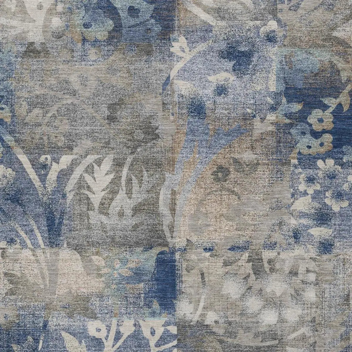 10' X 14' Navy Blue And Blue Botanical Leaves Washable Indoor Outdoor Area Rug Homeroots Outdoor