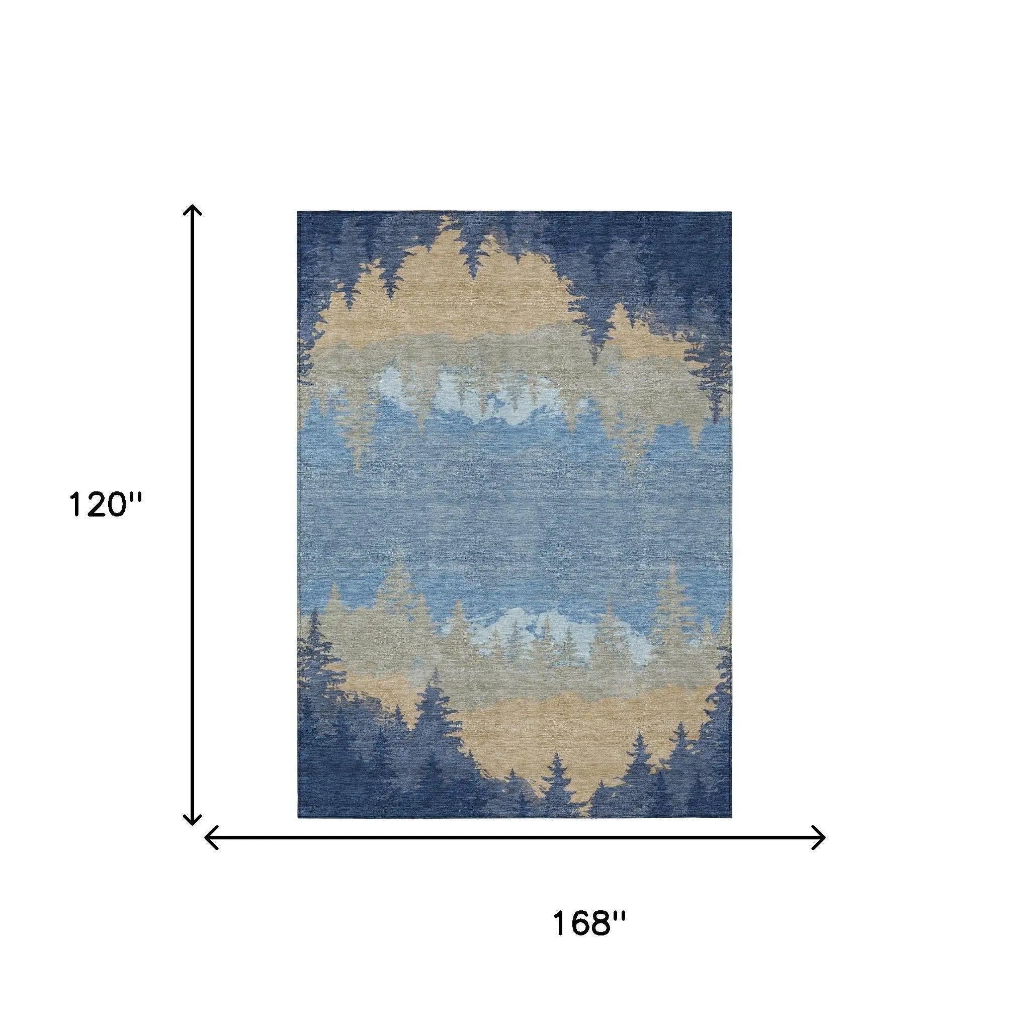 10' X 14' Navy Blue And Blue Floral Washable Indoor Outdoor Area Rug Homeroots Outdoor