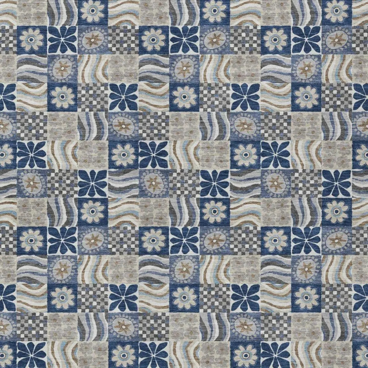 10' X 14' Navy Blue And Blue Floral Washable Indoor Outdoor Area Rug Homeroots Outdoor
