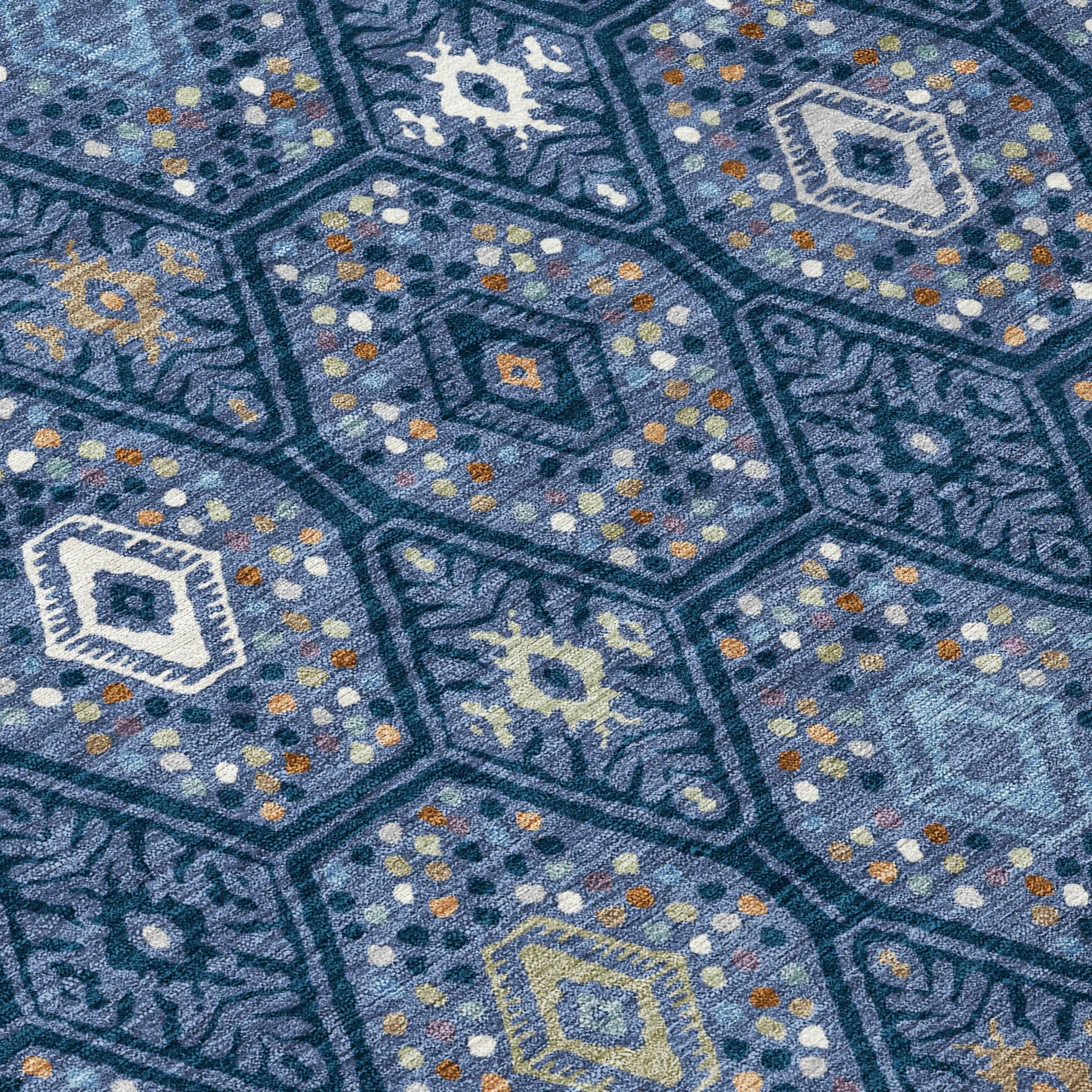 10' X 14' Navy Blue And Blue Geometric Washable Indoor Outdoor Area Rug Homeroots Outdoor