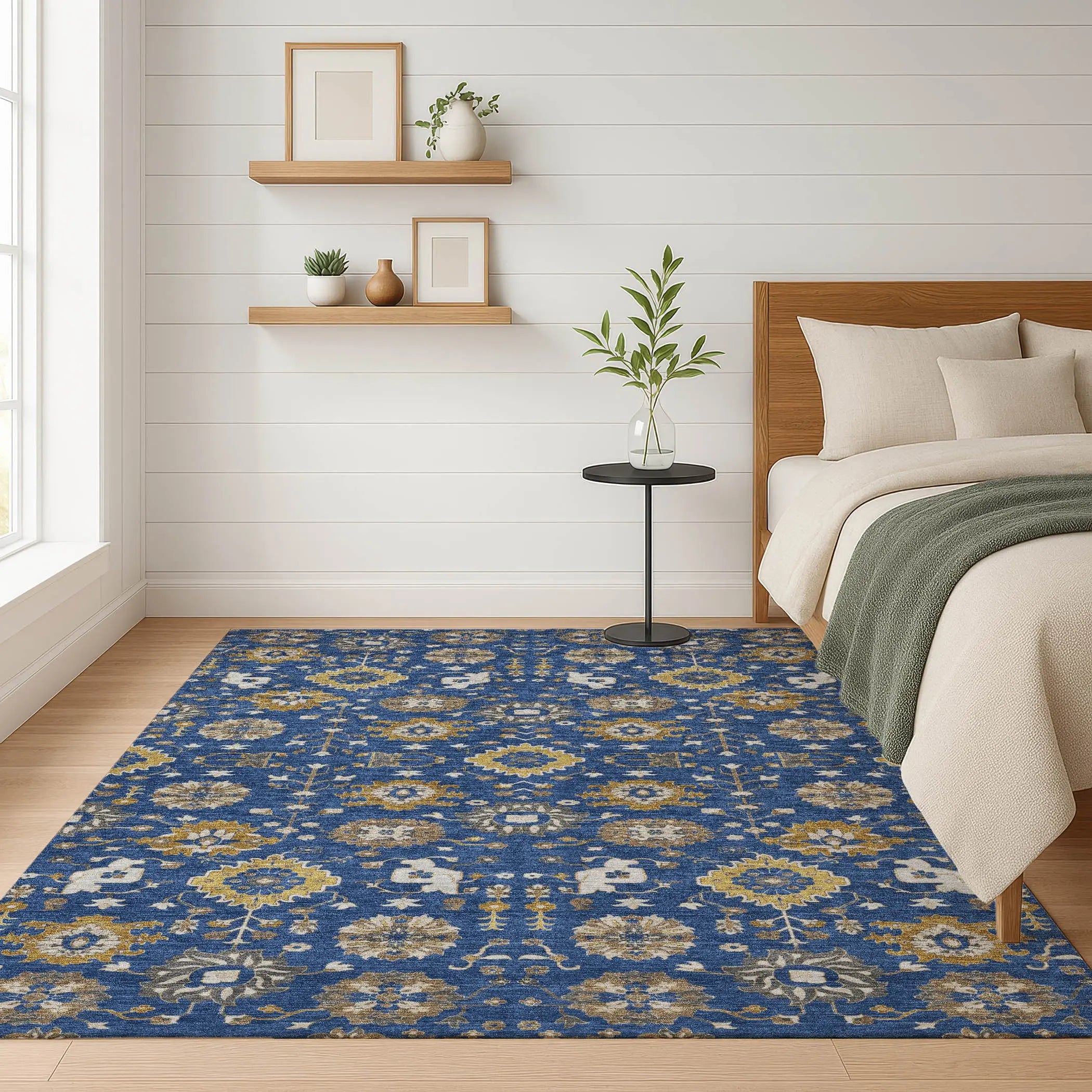 10' X 14' Navy Blue And Blue Geometric Washable Indoor Outdoor Area Rug Homeroots Outdoor