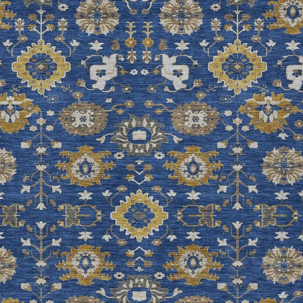 10' X 14' Navy Blue And Blue Geometric Washable Indoor Outdoor Area Rug Homeroots Outdoor