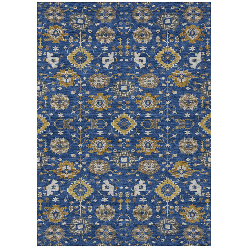 10' X 14' Navy Blue And Blue Geometric Washable Indoor Outdoor Area Rug Homeroots Outdoor