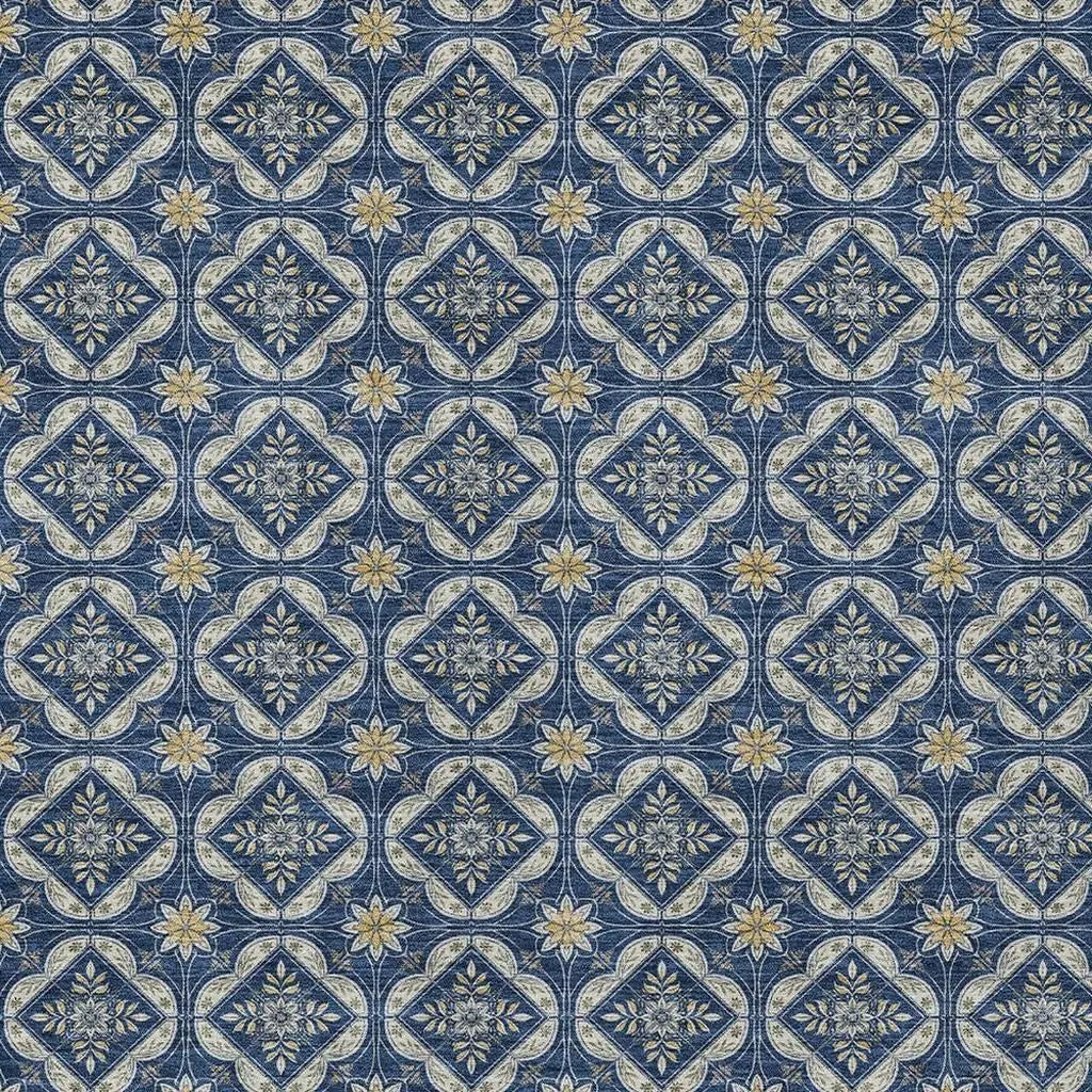 10' X 14' Navy Blue And Blue Geometric Washable Indoor Outdoor Area Rug Homeroots Outdoor