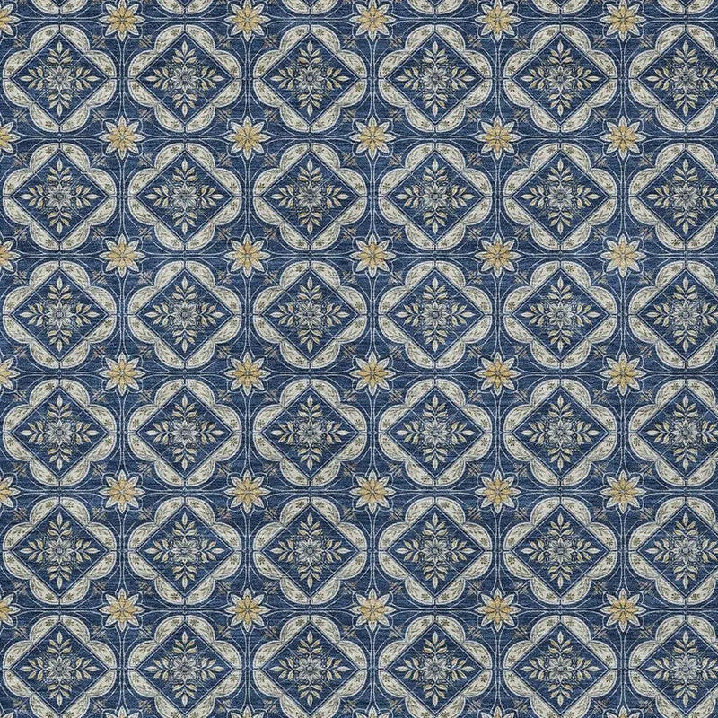 10' X 14' Navy Blue And Blue Geometric Washable Indoor Outdoor Area Rug Homeroots Outdoor