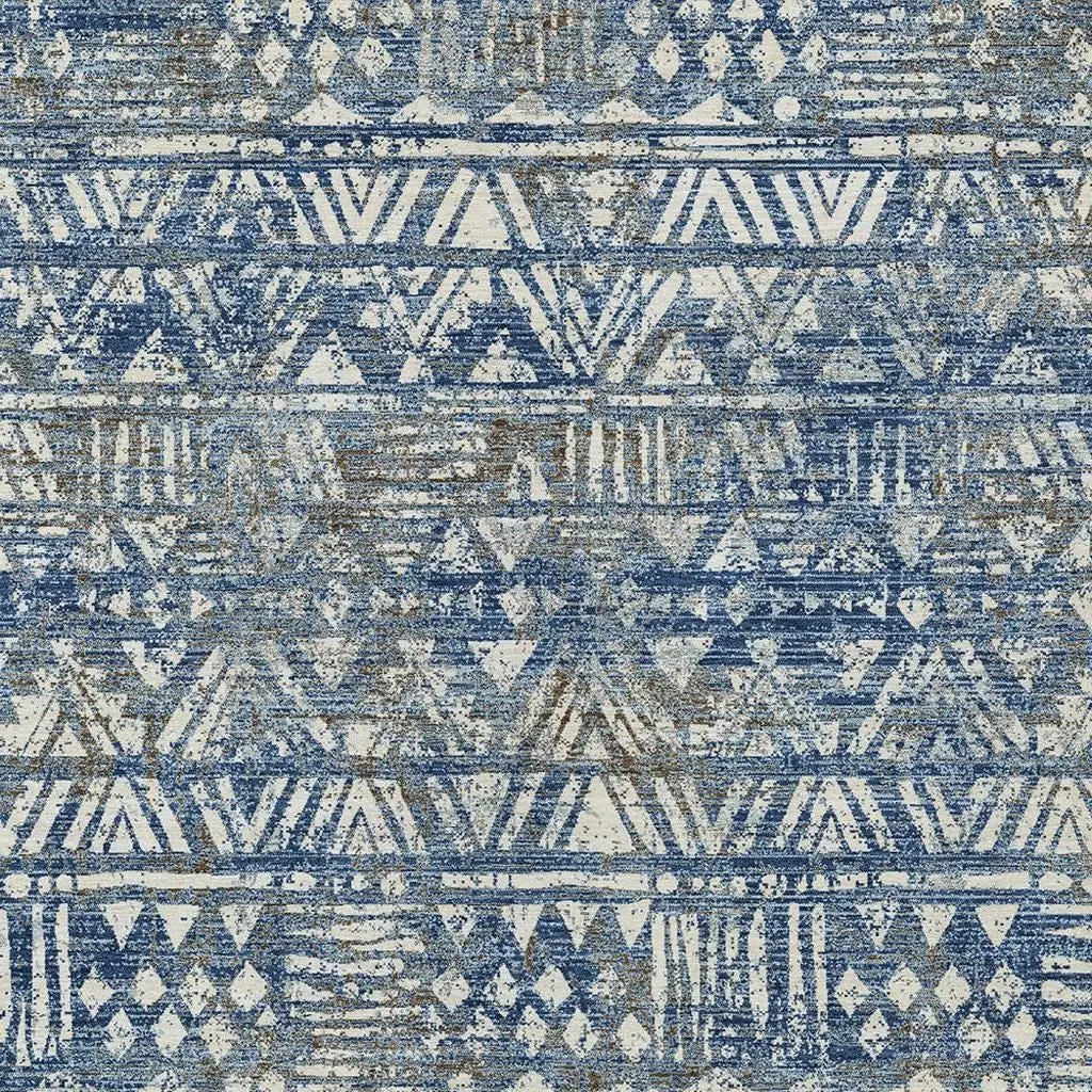 10' X 14' Navy Blue And Blue Geometric Washable Indoor Outdoor Area Rug Homeroots Outdoor