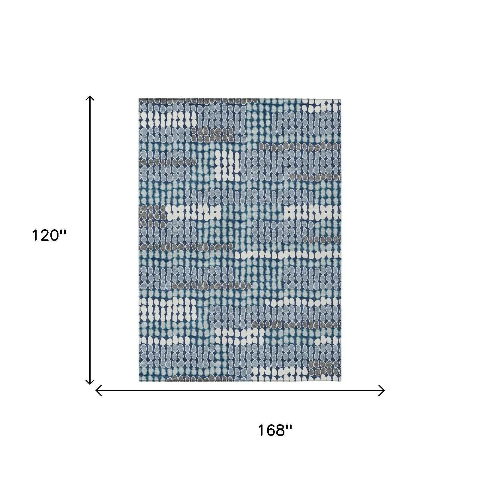 10' X 14' Navy Blue And Blue Geometric Washable Indoor Outdoor Area Rug Homeroots Outdoor