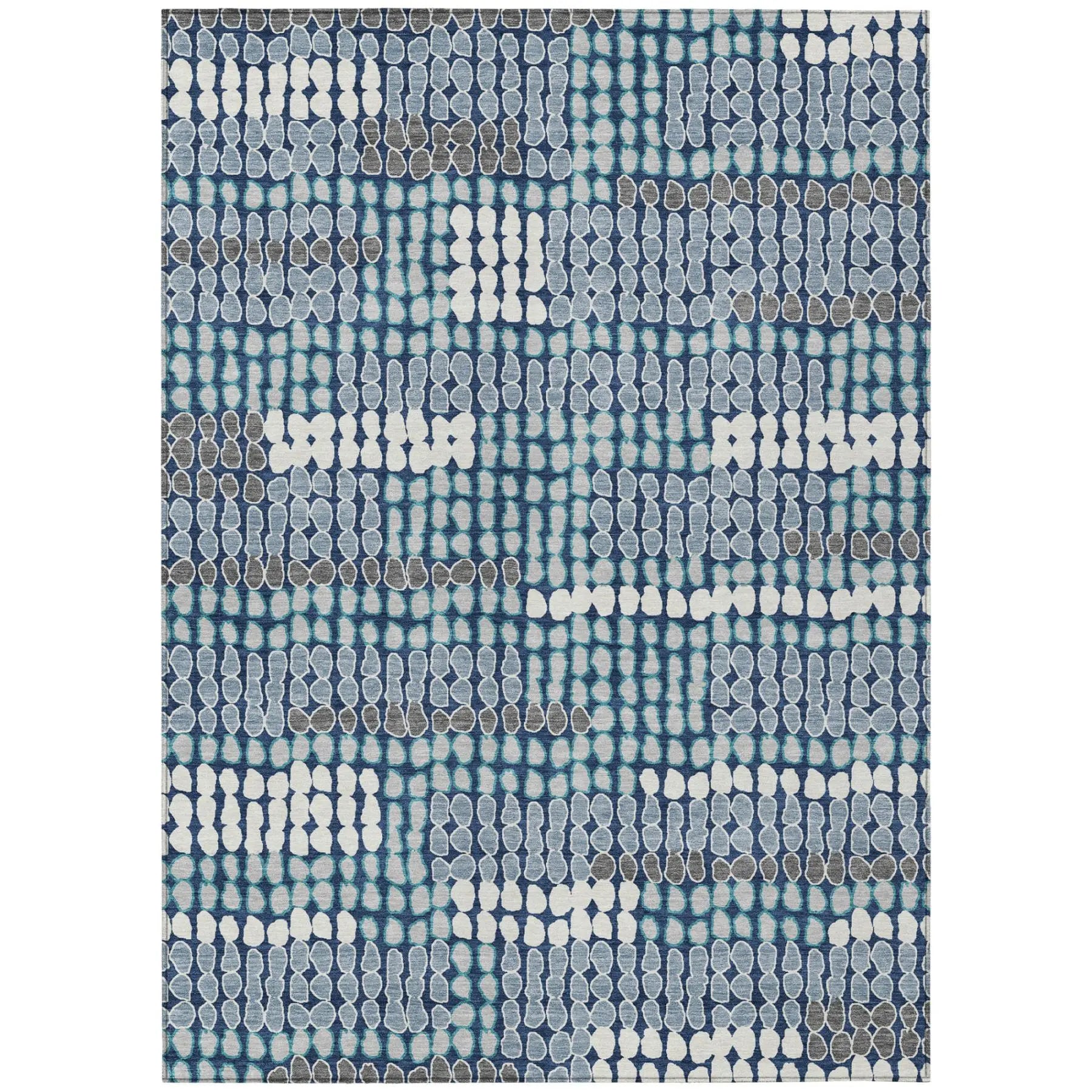 10' X 14' Navy Blue And Blue Geometric Washable Indoor Outdoor Area Rug Homeroots Outdoor