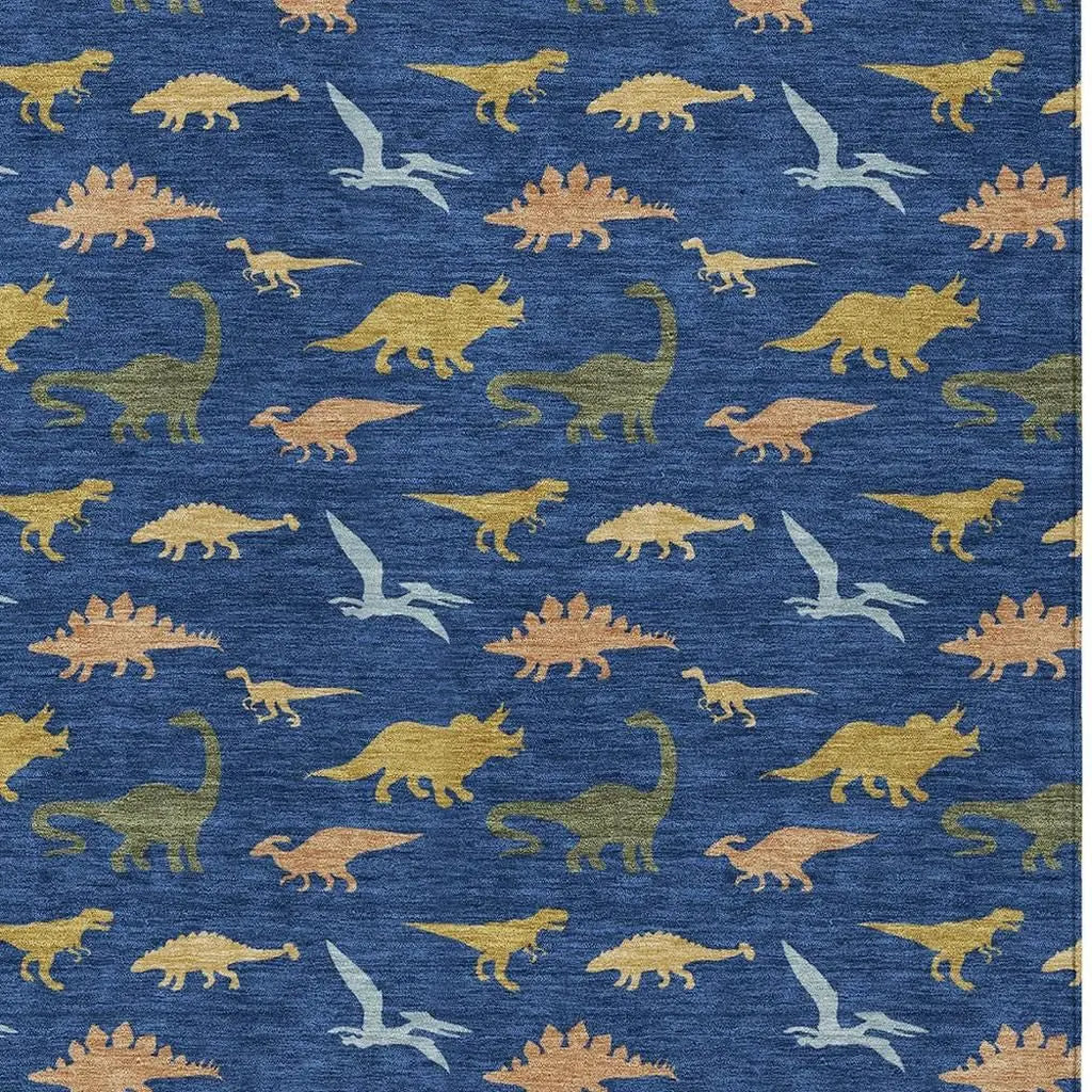 10' X 14' Navy Blue And Blue Geometric Washable Indoor Outdoor Area Rug Homeroots Outdoor