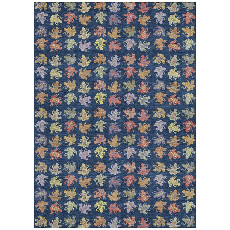 10' X 14' Navy Blue And Blue Geometric Washable Indoor Outdoor Area Rug Homeroots Outdoor